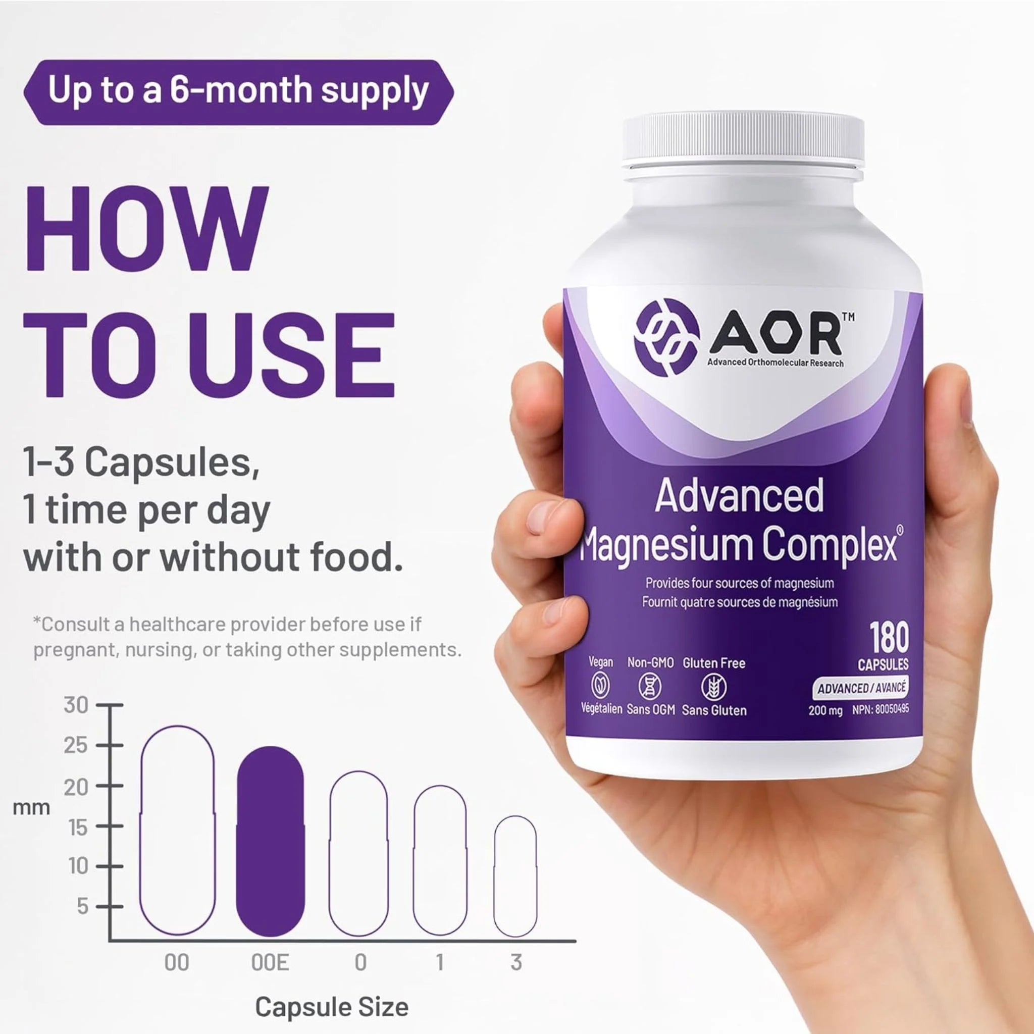 AOR Advanced Magnesium Complex 180 Capsules - Nature's Source Inc