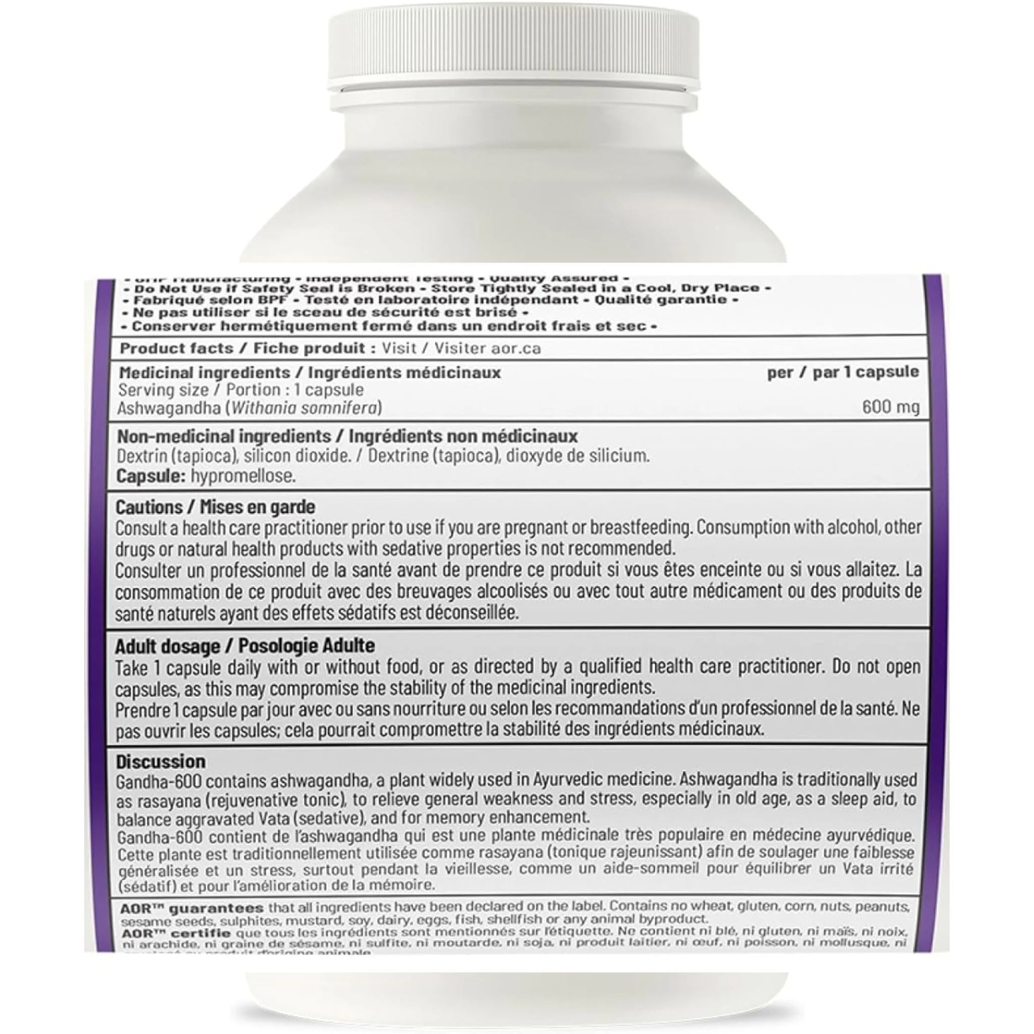 AOR Gandha-600 240 Capsules
