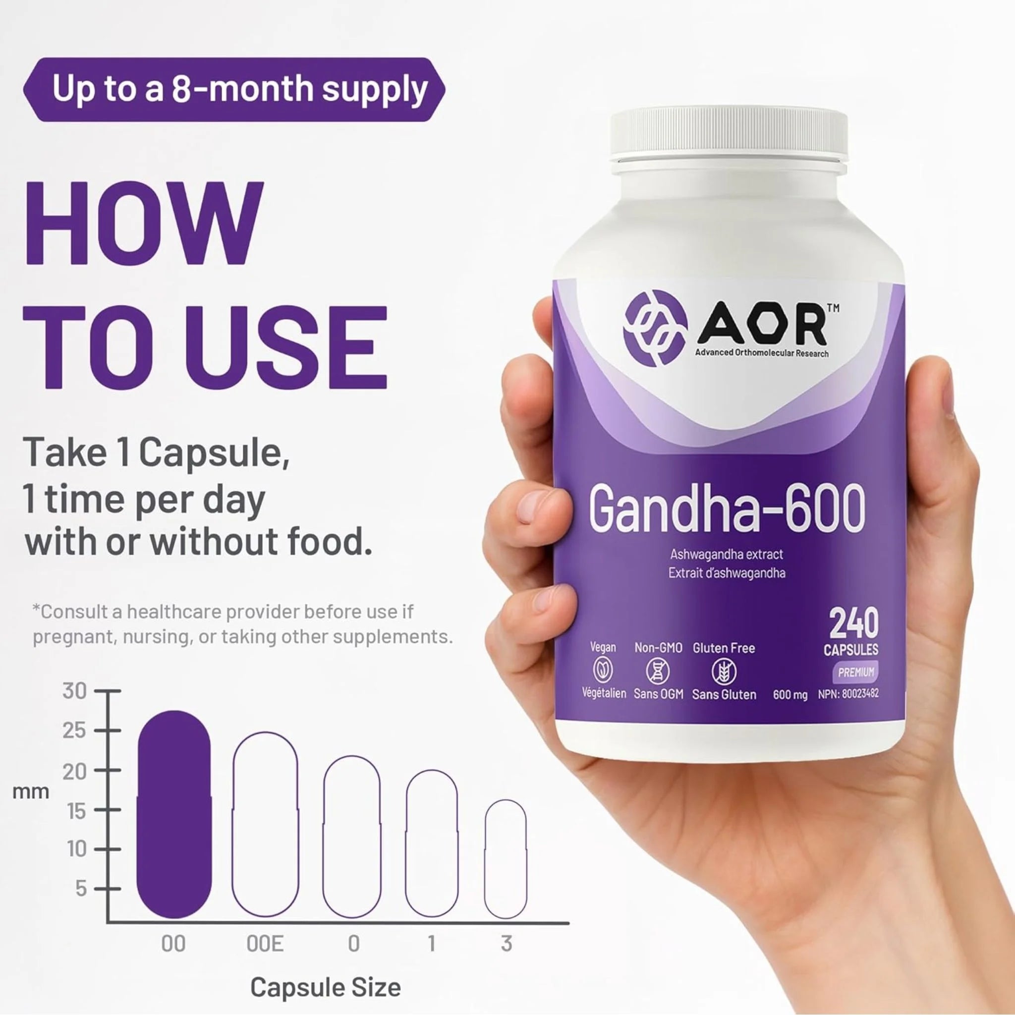 AOR Gandha-600 240 Capsules