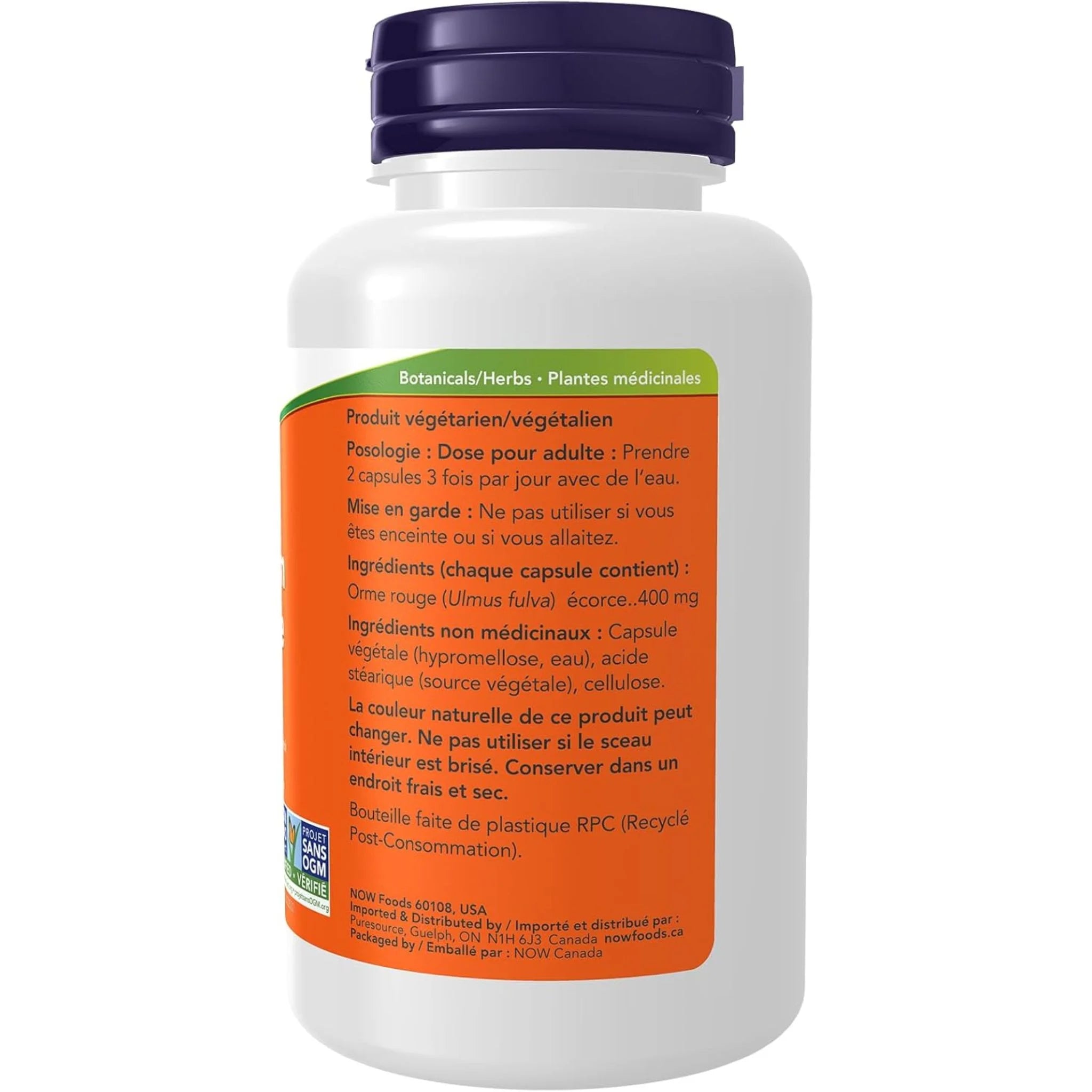 NOW Slippery Elm 400mg 100 Veg Capsules - Nature's Source Inc