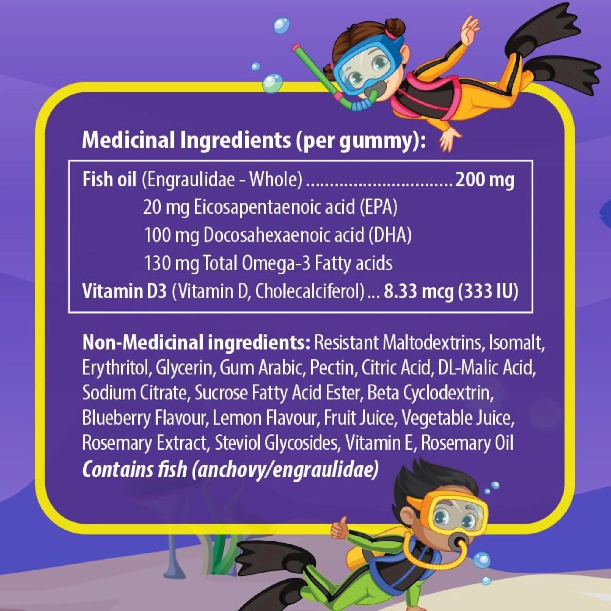 Aquaomega Omega 3 High DHA Kids Blueberry 60 Gummies