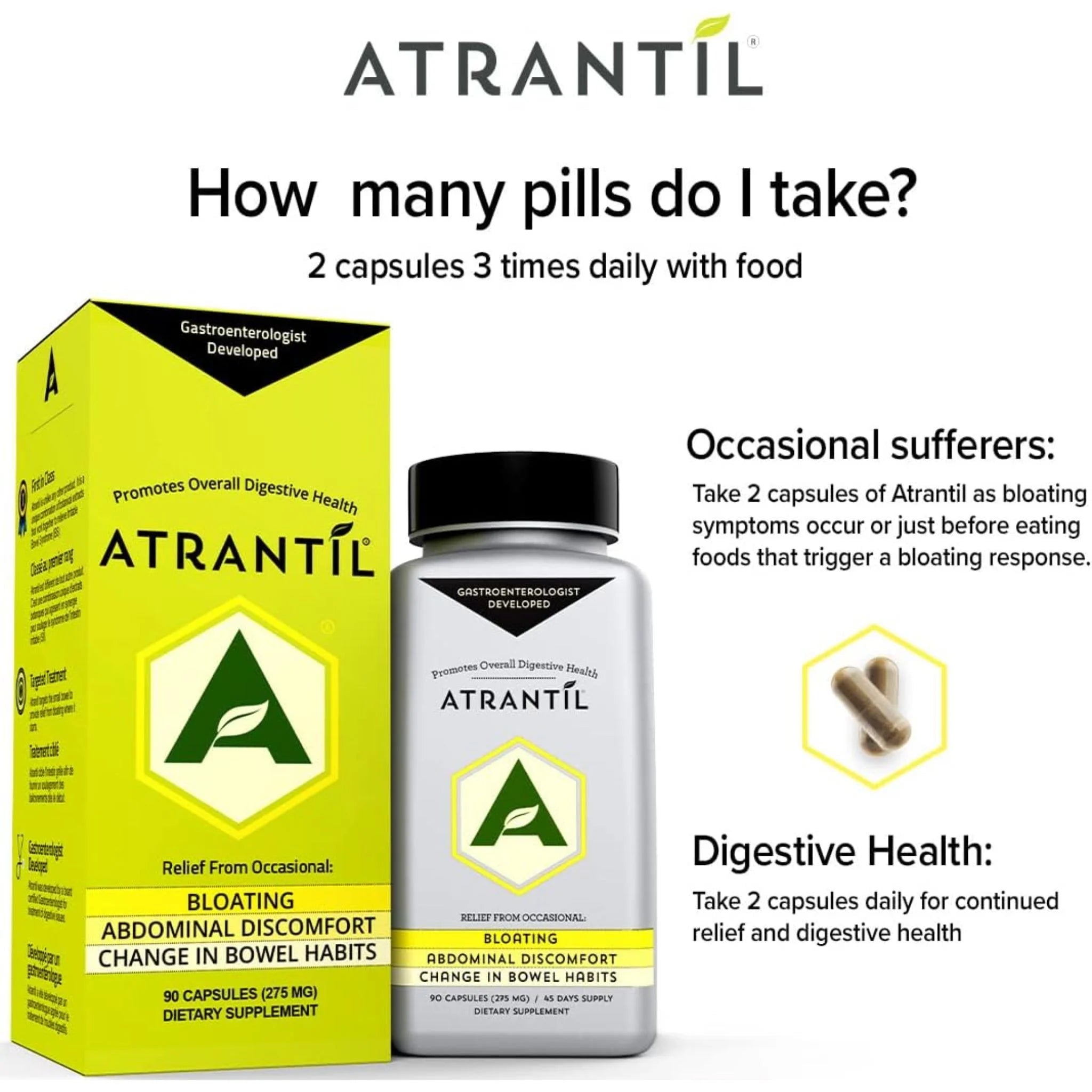 Atrantil Irritable Bowel Syndrome (IBS) Relief 90 Capsules - Nature's Source Inc