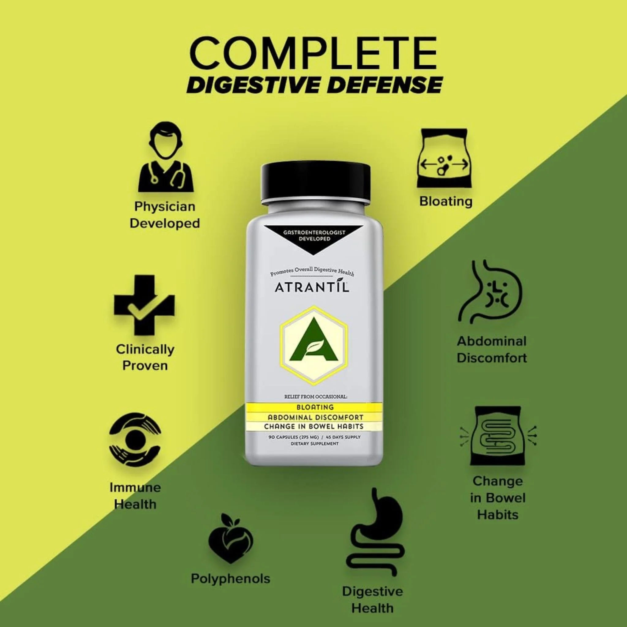 Atrantil Irritable Bowel Syndrome (IBS) Relief 90 Capsules - Nature's Source Inc