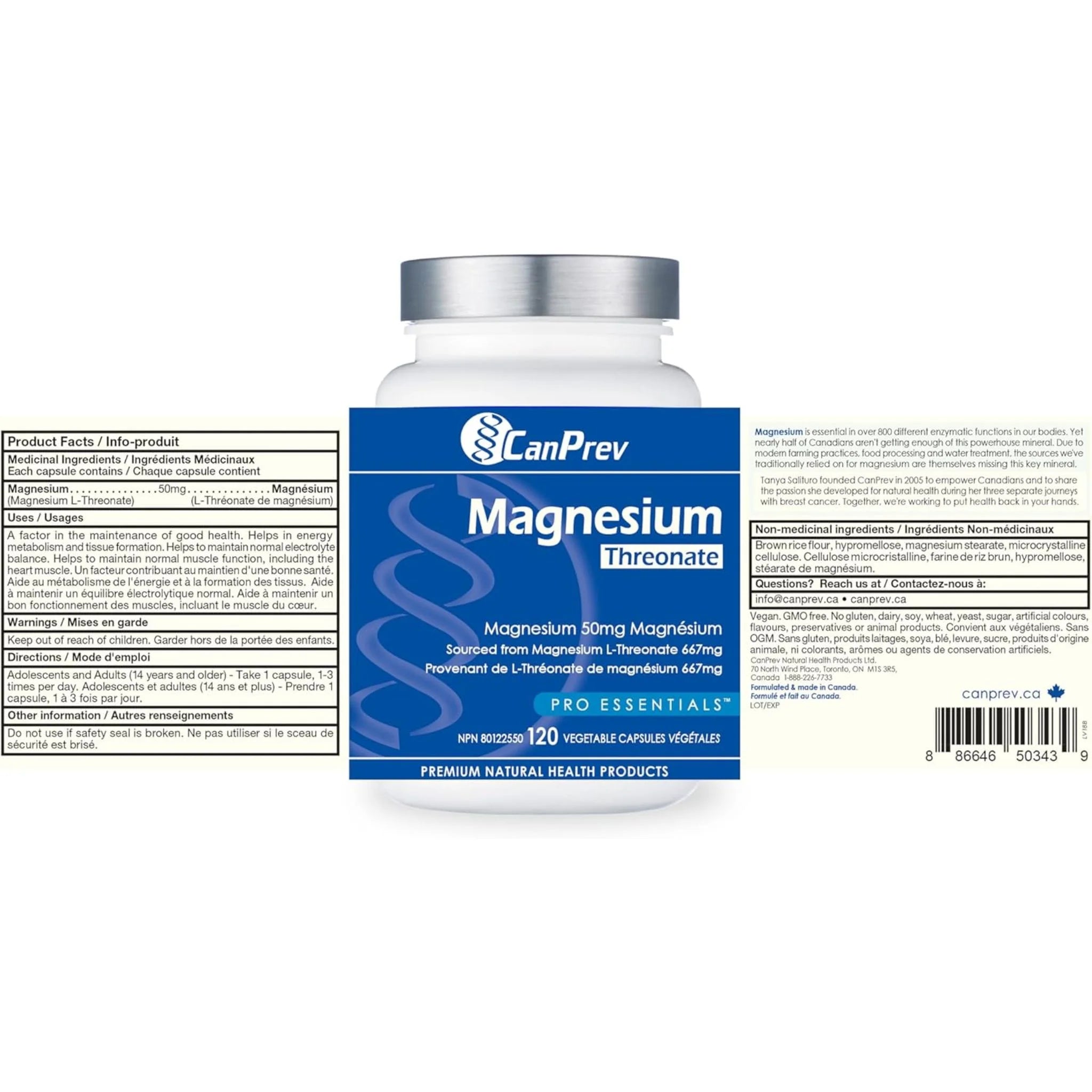 CanPrev Magnesium Threonate 120vcaps - Nature's Source Inc