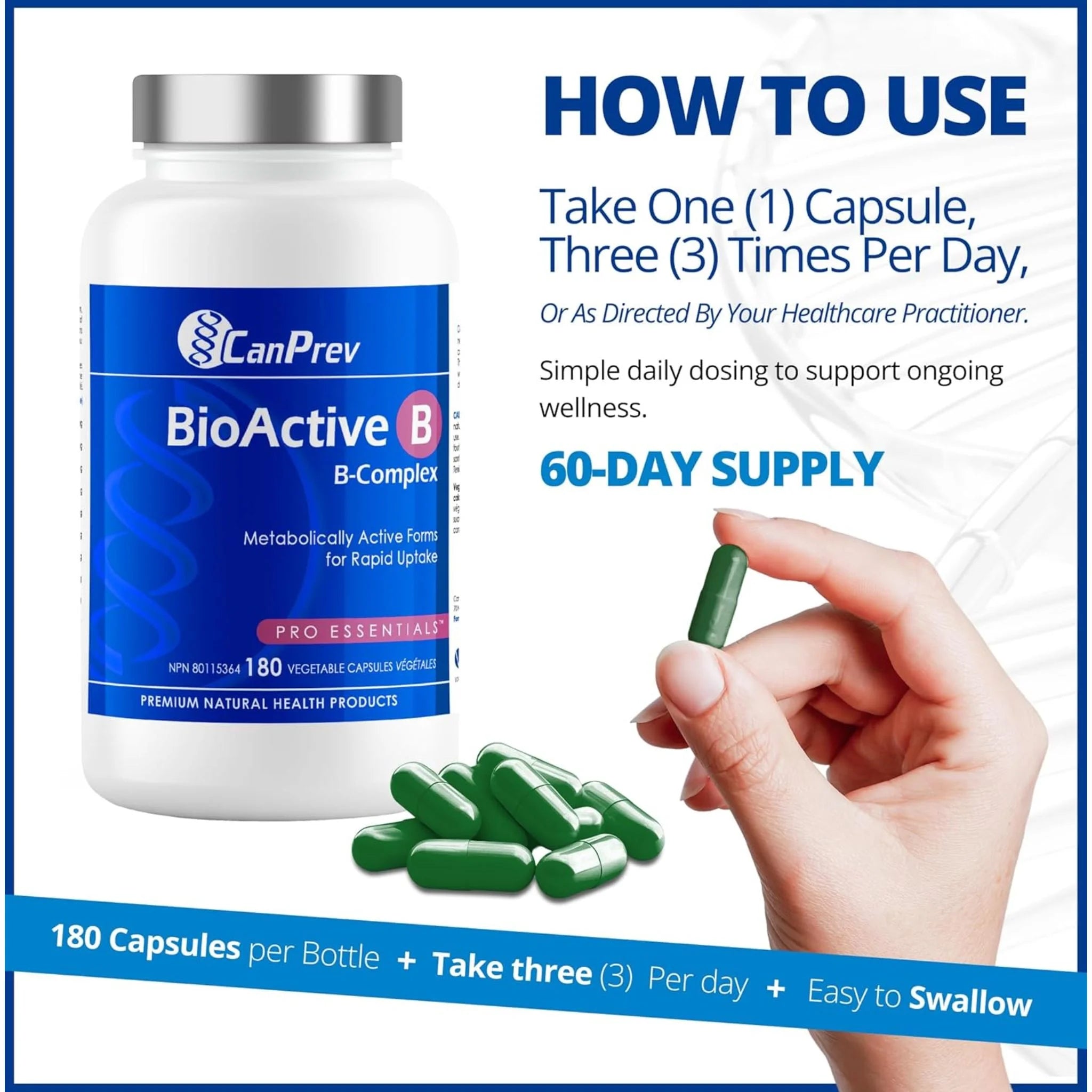 CanPrev BioActive B 180 Vegan Capsules - Nature's Source Inc