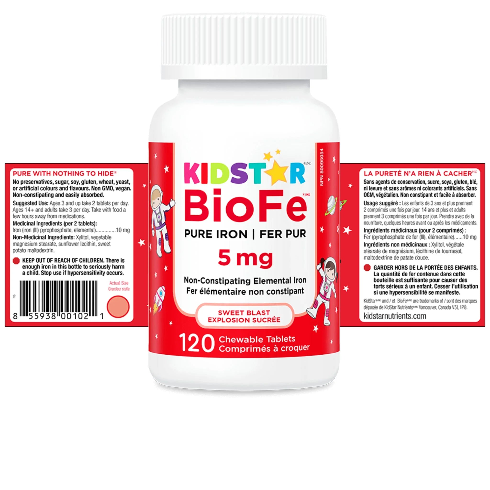 Kidstar BioFe Pure Iron 5mg 120 Sweet Blast Chewable Tablets
