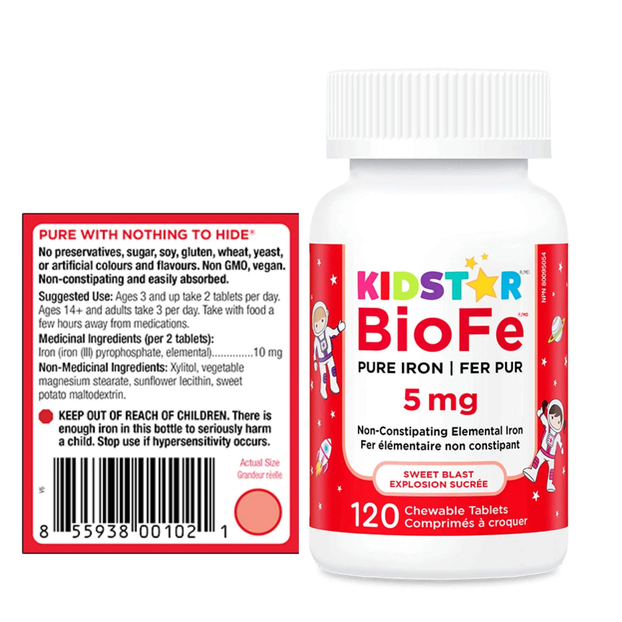 Kidstar BioFe Pure Iron 5mg 120 Sweet Blast Chewable Tablets