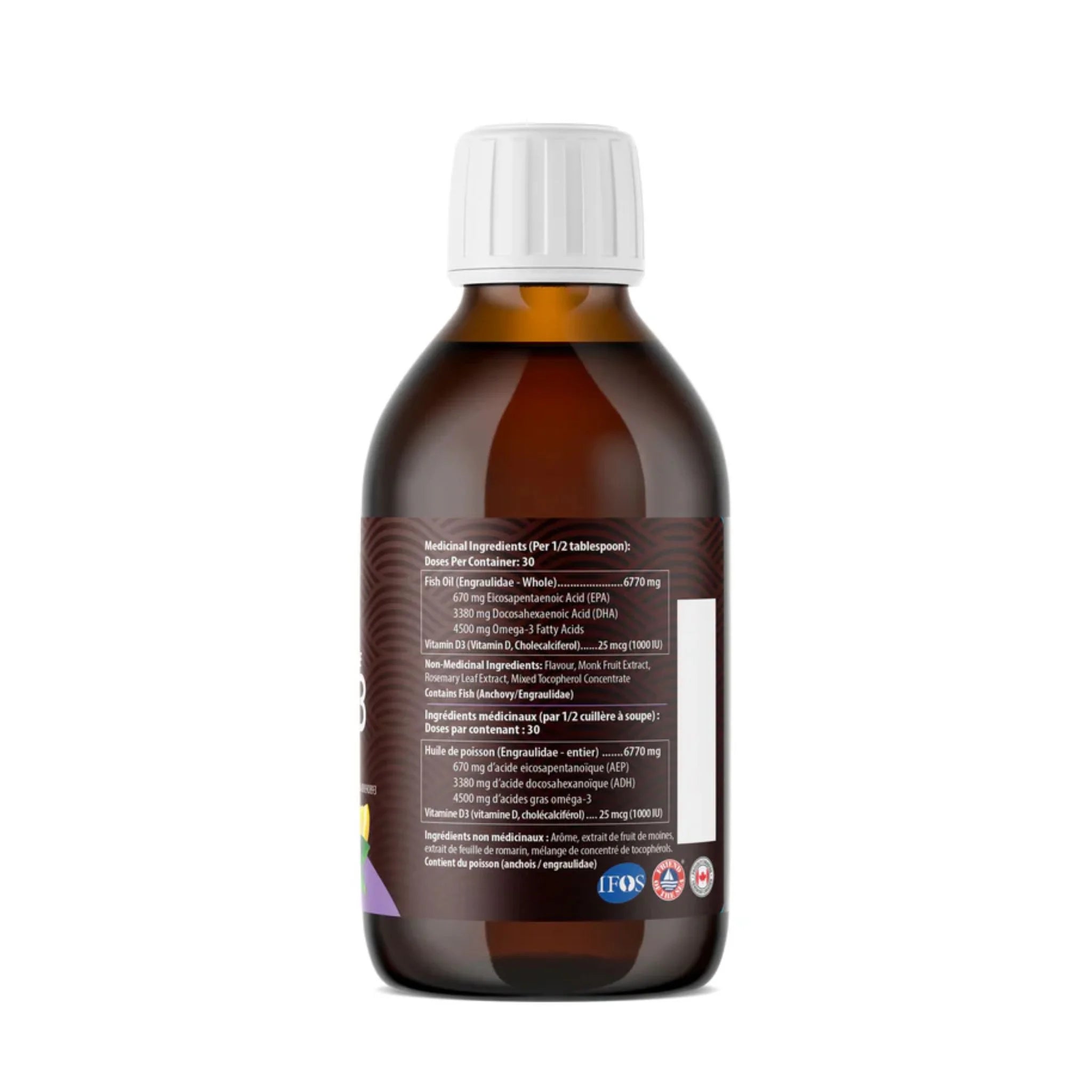 AquaOmega Omega 3 High DHA Grape 4500mg 225ml - Nature's Source Inc