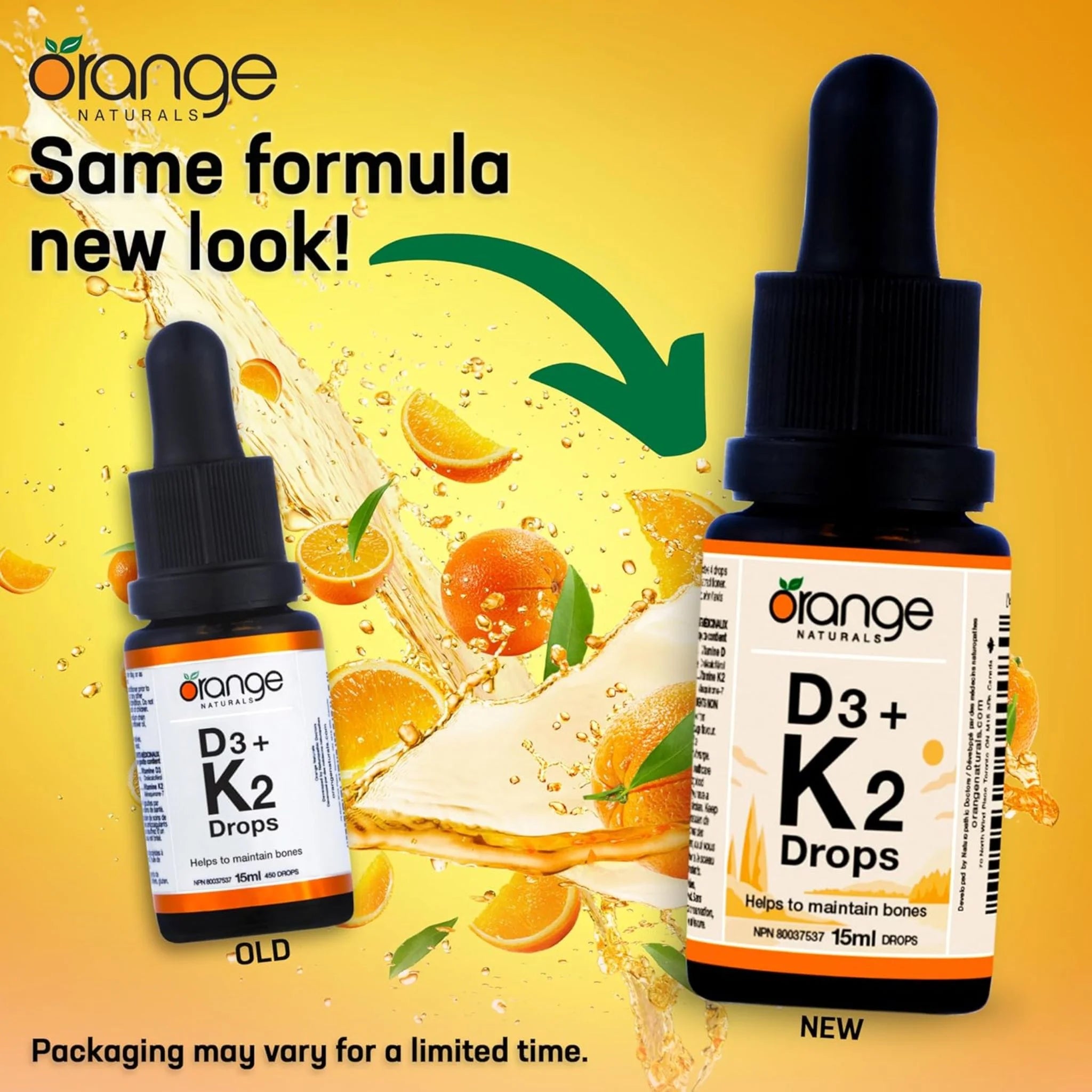 Orange Naturals D3 + K2 Drops Orange 15ml