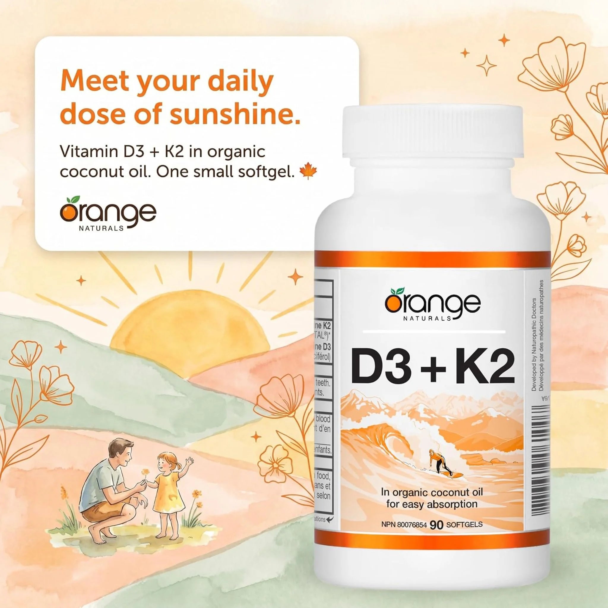 Orange Naturals D3 + K2 90 Softgels
