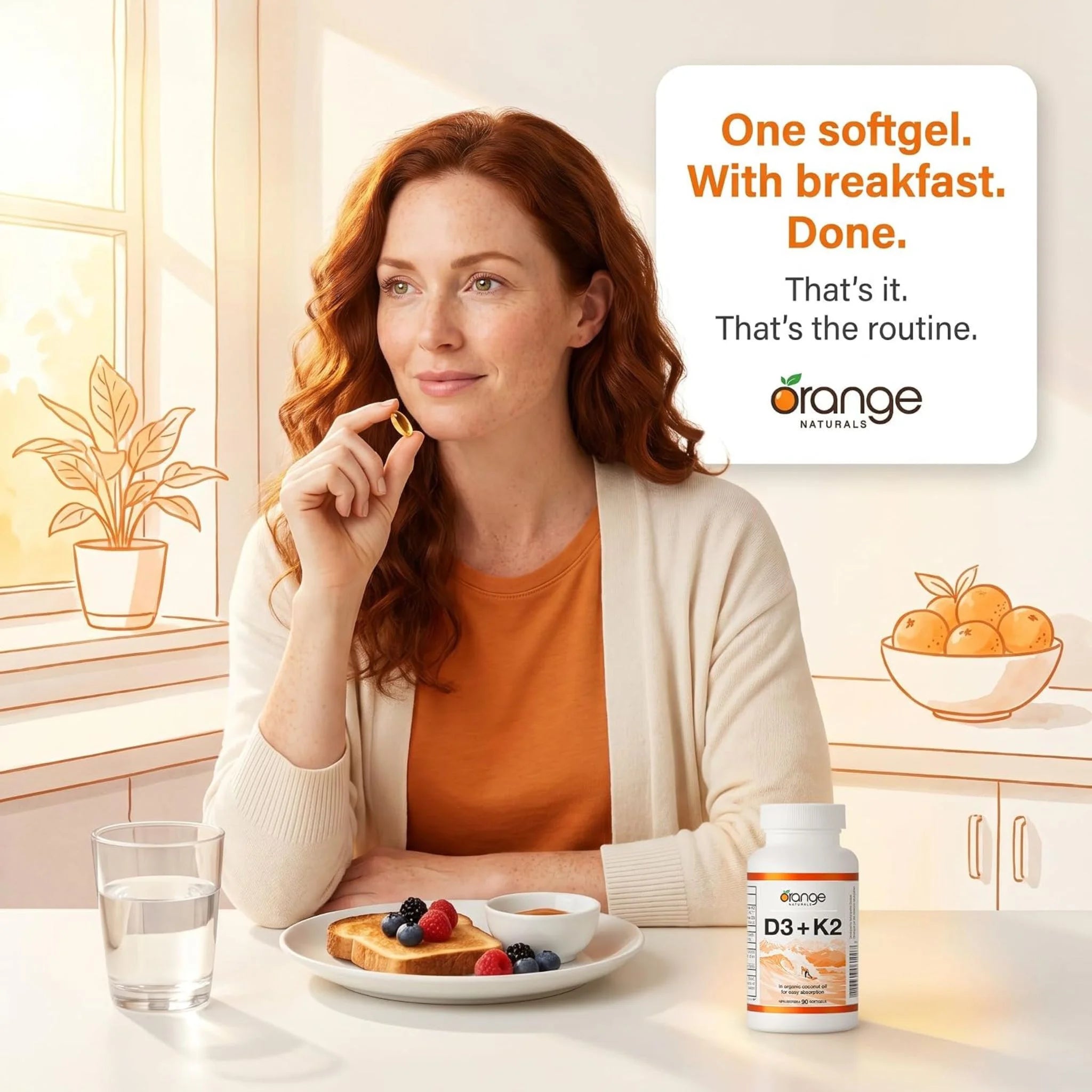 Orange Naturals D3 + K2 90 Softgels