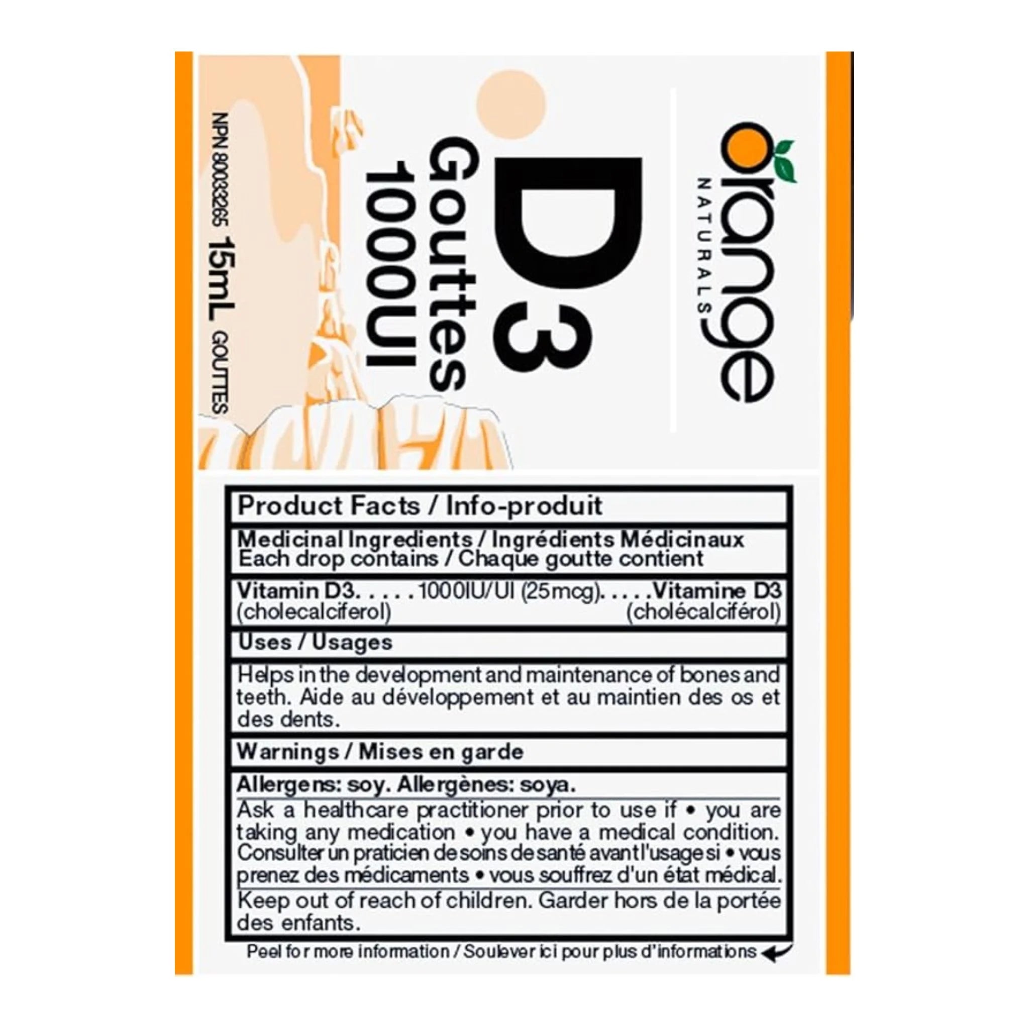 Orange Naturals D3 Drops 1000IU Orange 15ml