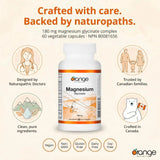 Orange Naturals Magnesium Glycinate 180mg 60 Vegetarian Capsules