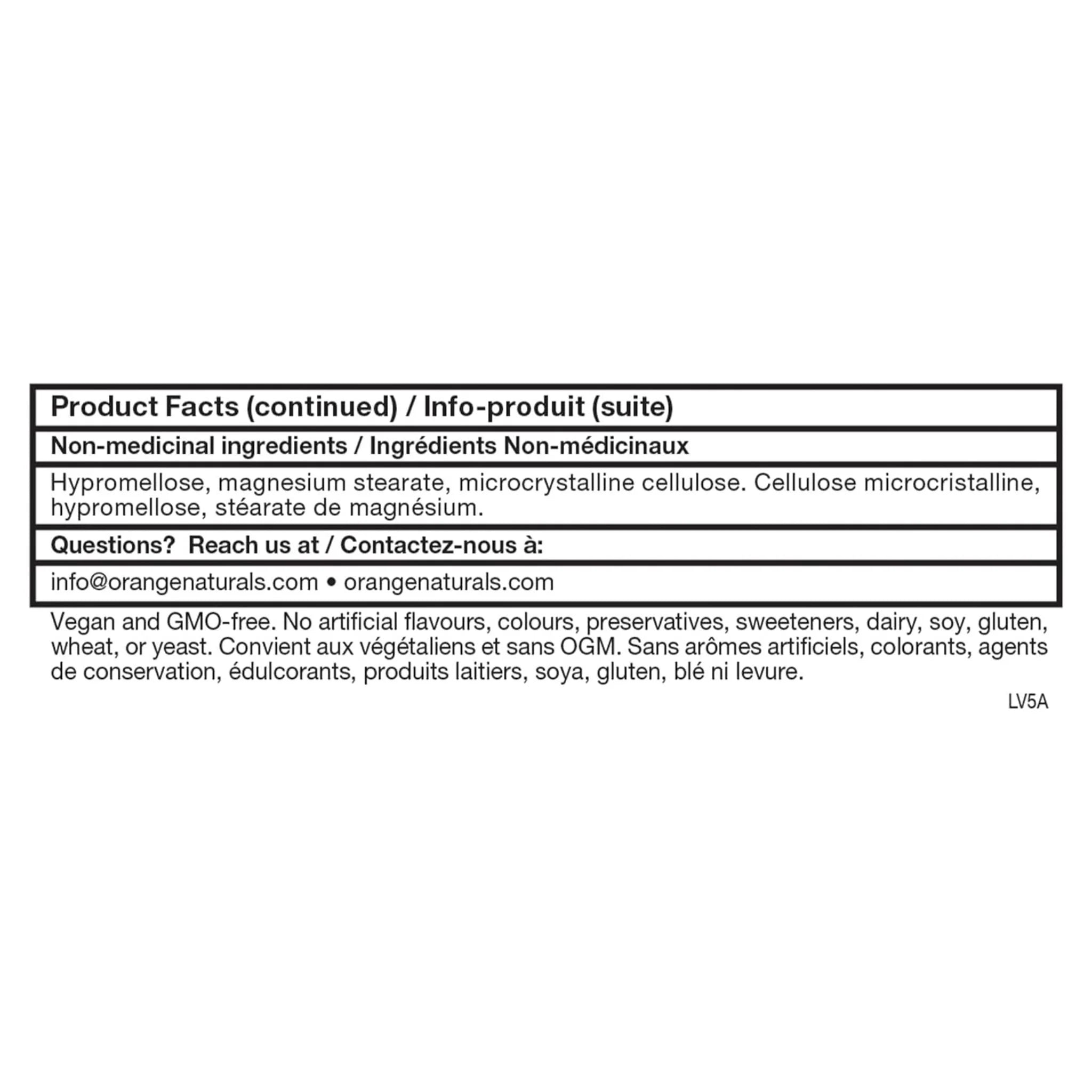 Orange Naturals Magnesium Glycinate 180mg 60 Vegetarian Capsules