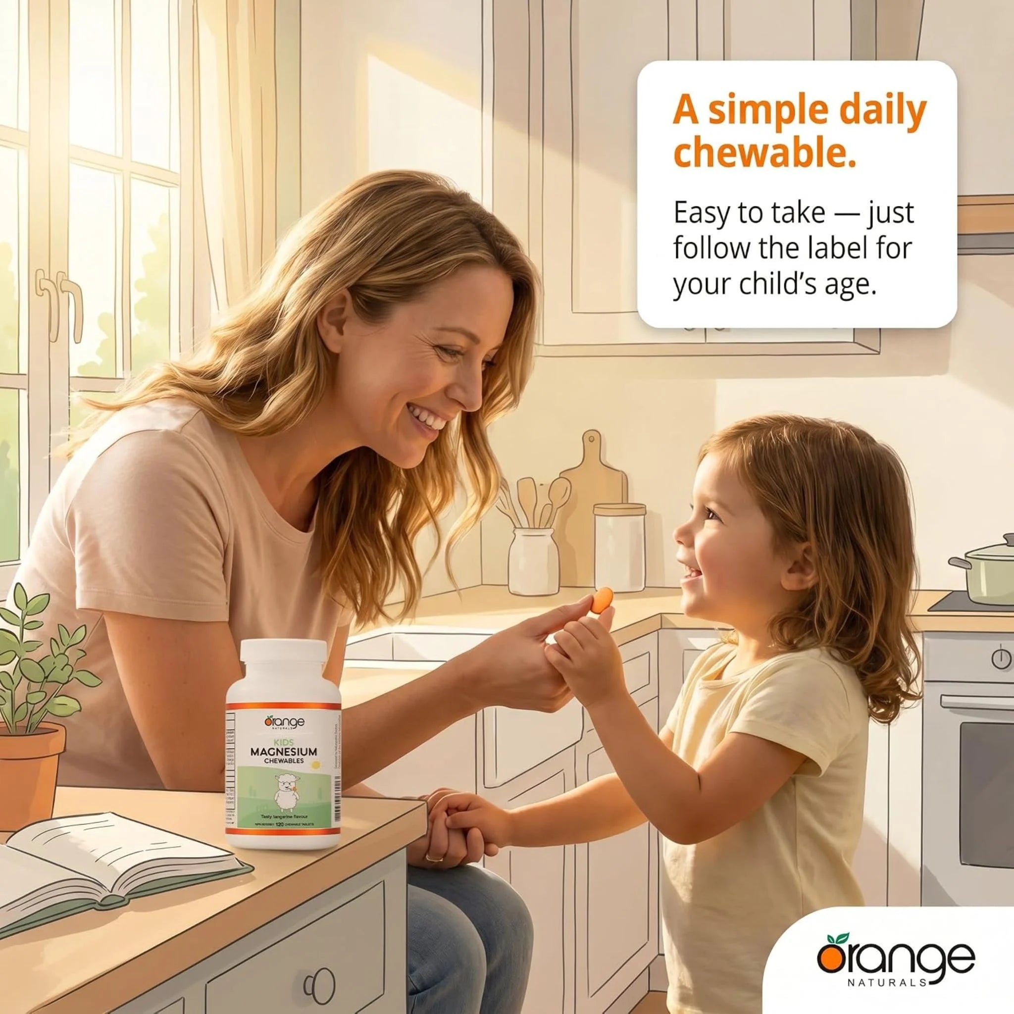 Orange Naturals Kids Magnesium Chewable Tangerine 120 Tablets