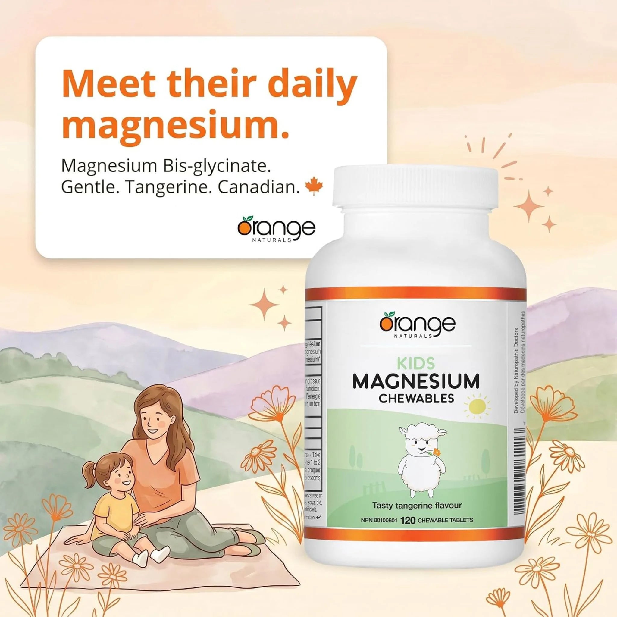 Orange Naturals Kids Magnesium Chewable Tangerine 120 Tablets