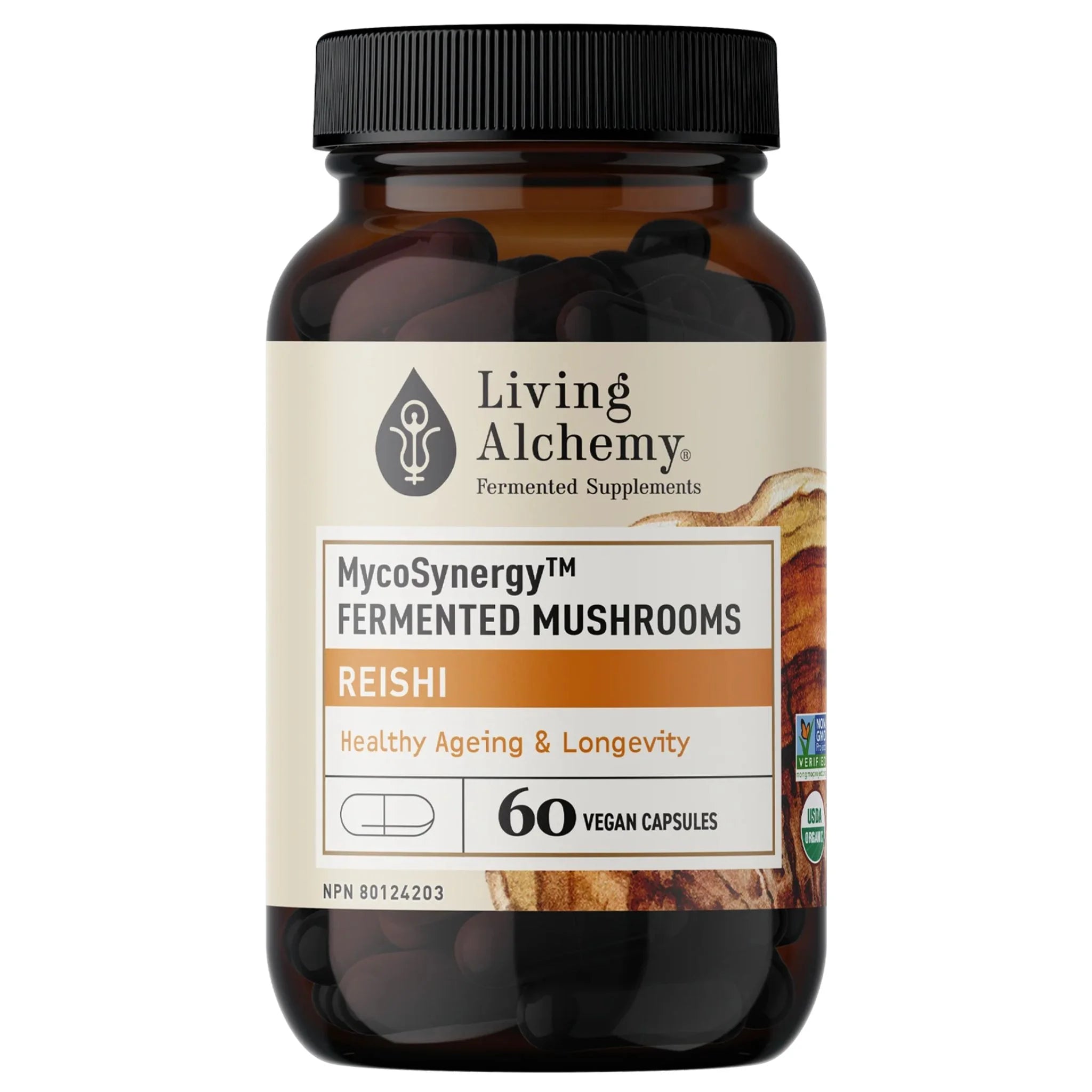 Living Alchemy MycoSynergy Fermented Mushrooms Reishi 60 Vegan Capsules
