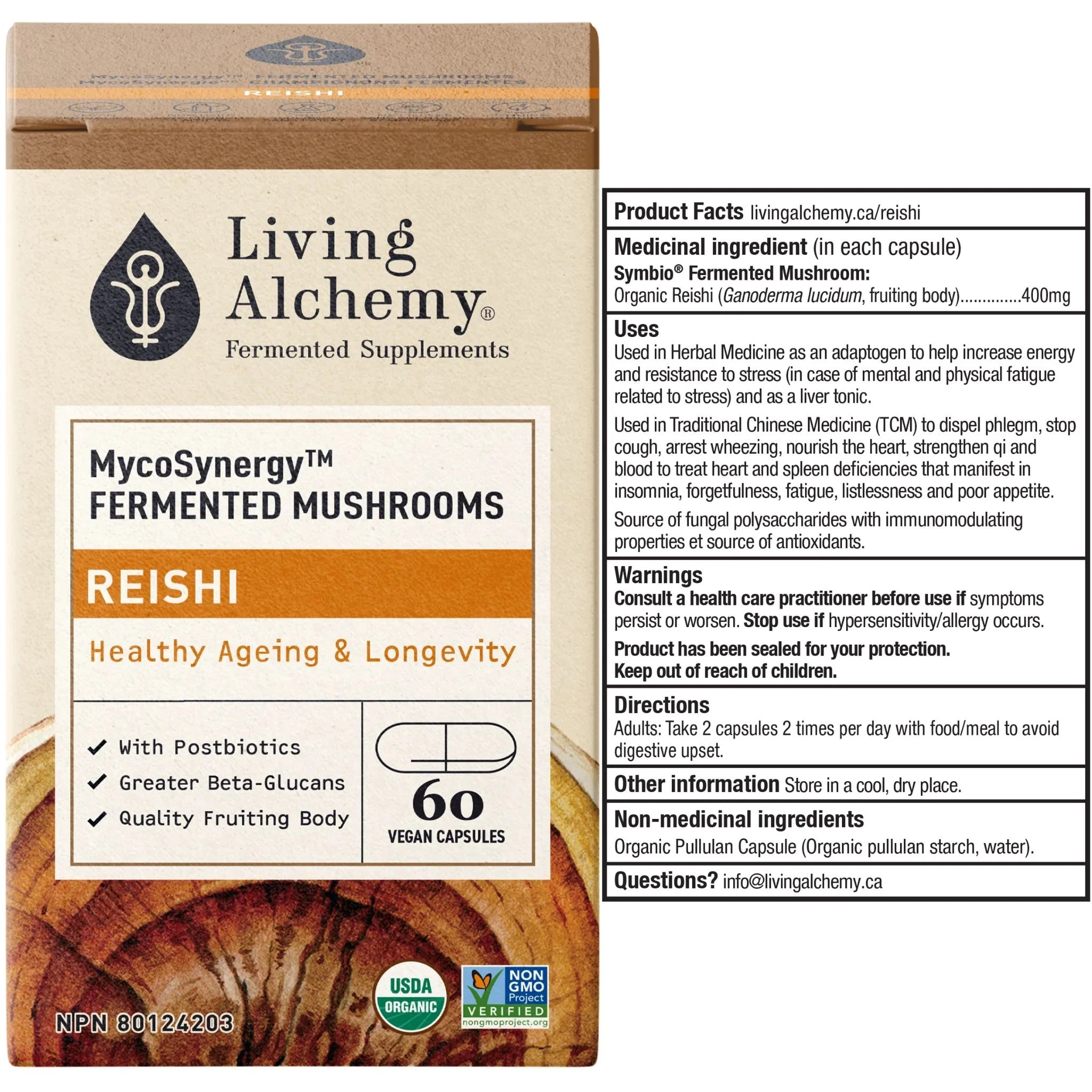 Living Alchemy MycoSynergy Fermented Mushrooms Reishi 60 Vegan Capsules