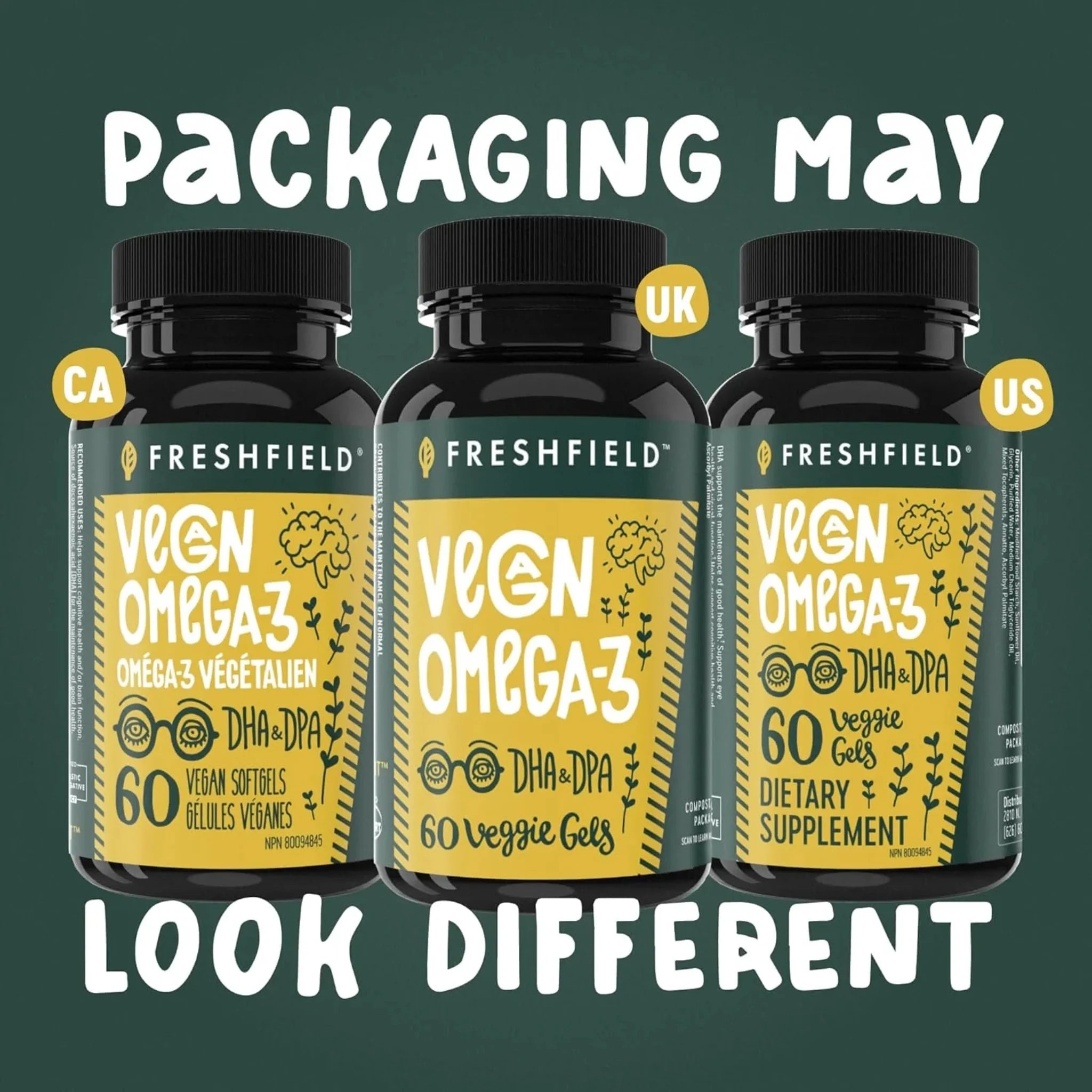 FreshField Vegan Omega 3 DHA + DPA 60 Vegan Capsules