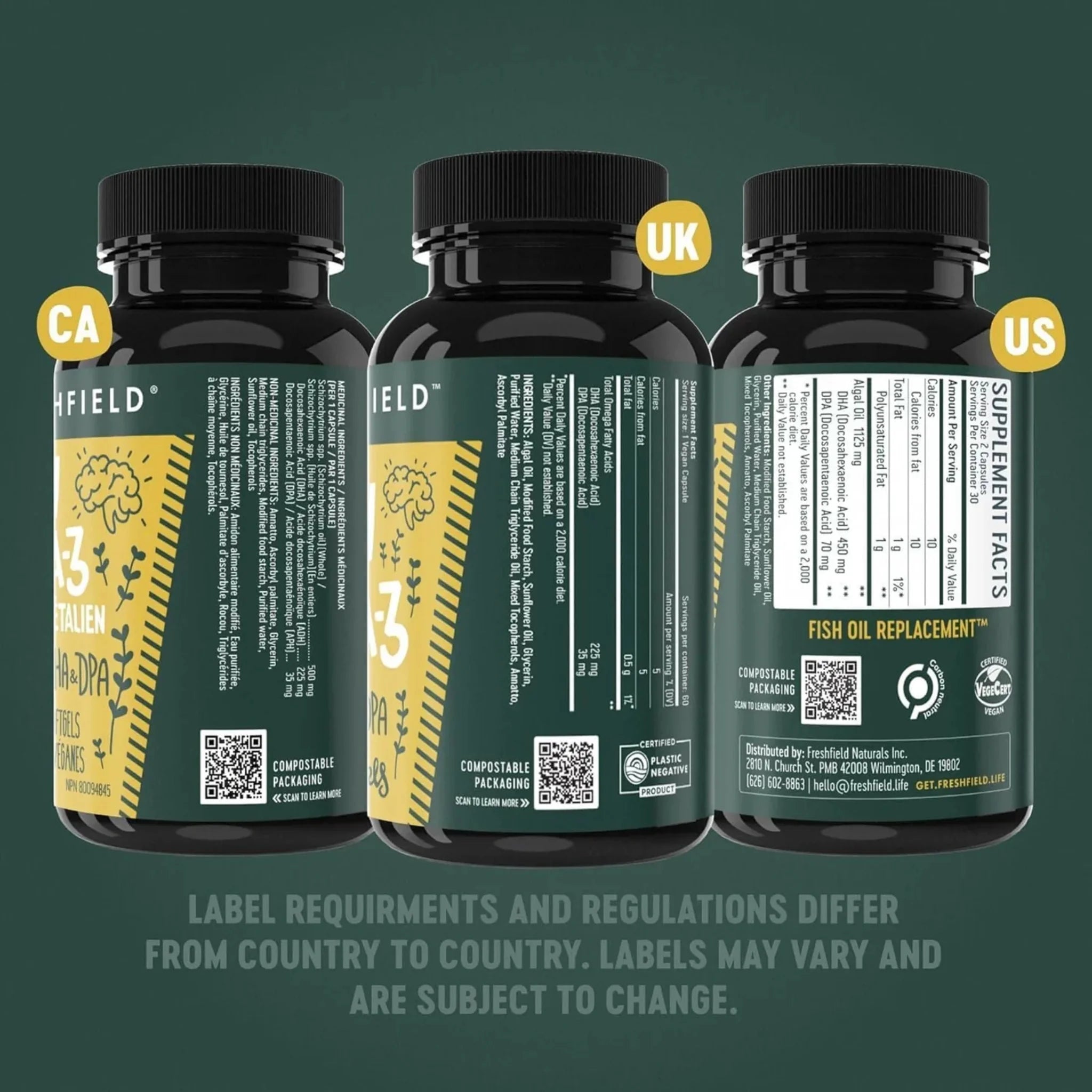 FreshField Vegan Omega 3 DHA + DPA 60 Vegan Capsules