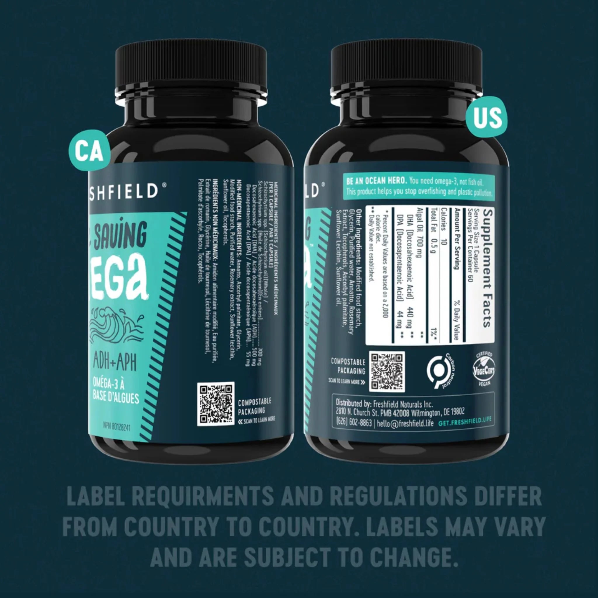 FreshField Ocean Saving Omega 3 DHA+DPA 120 Vegan Softgels