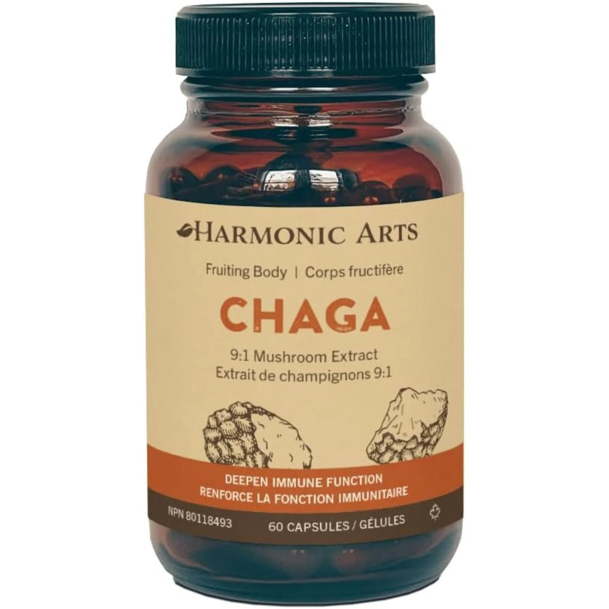 Harmonic Arts Chaga 9:1 Mushroom Extract 60 Capsules
