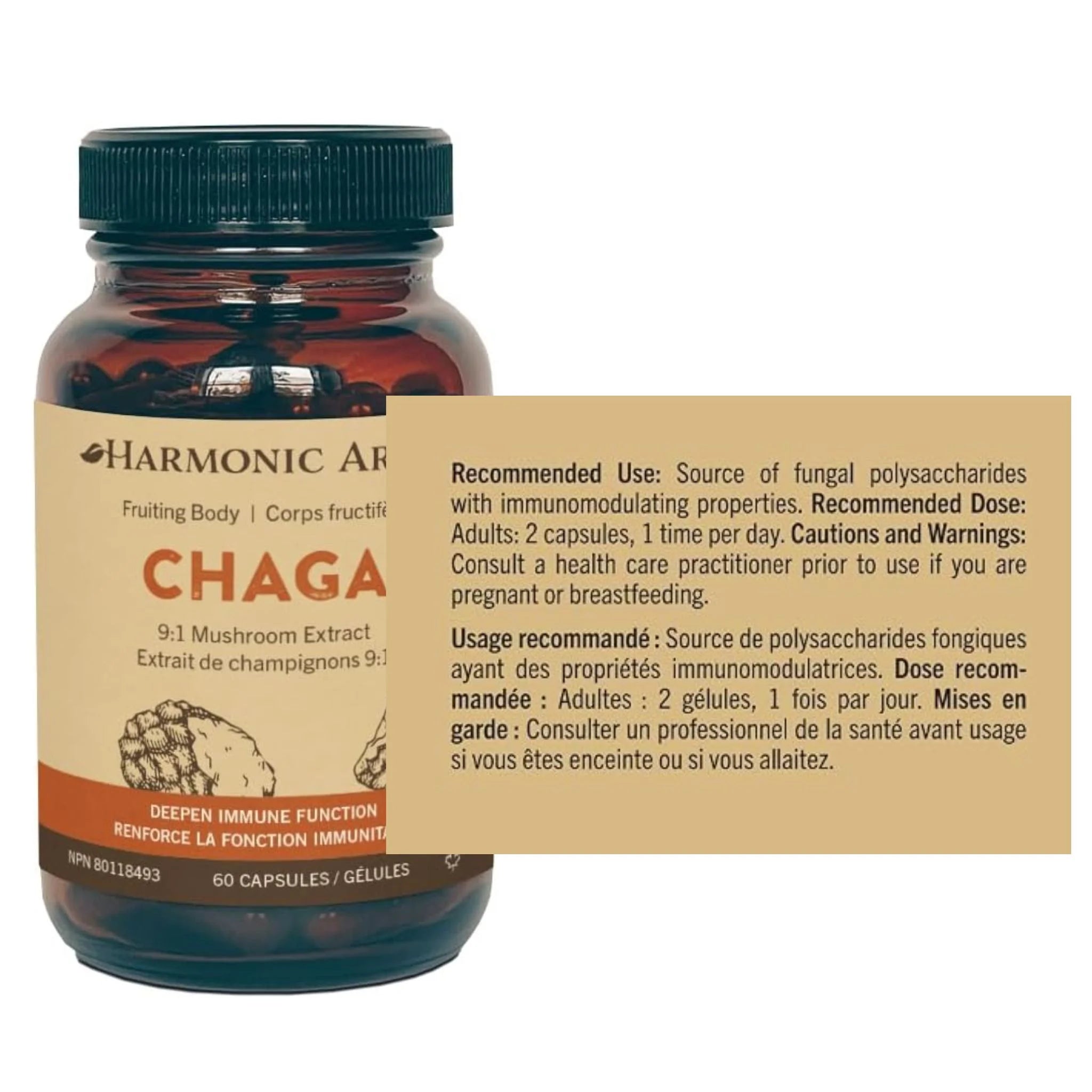 Harmonic Arts Chaga 9:1 Mushroom Extract 60 Capsules