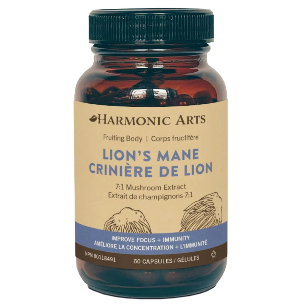 Harmonic Arts Lion's Mane 7:1 Mushroom Extract 60 Capsules