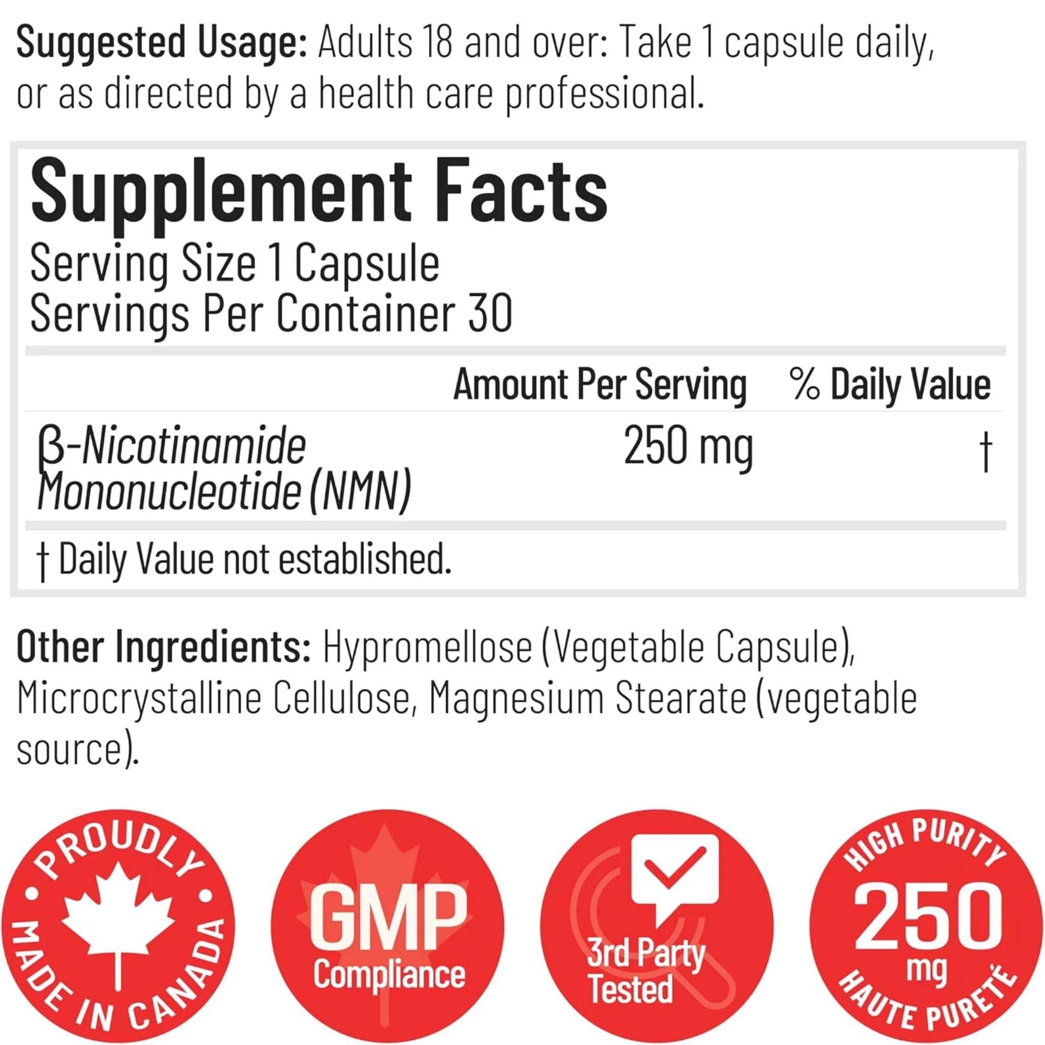 Arcwell NMN 250mg 30 Vegetable Capsules