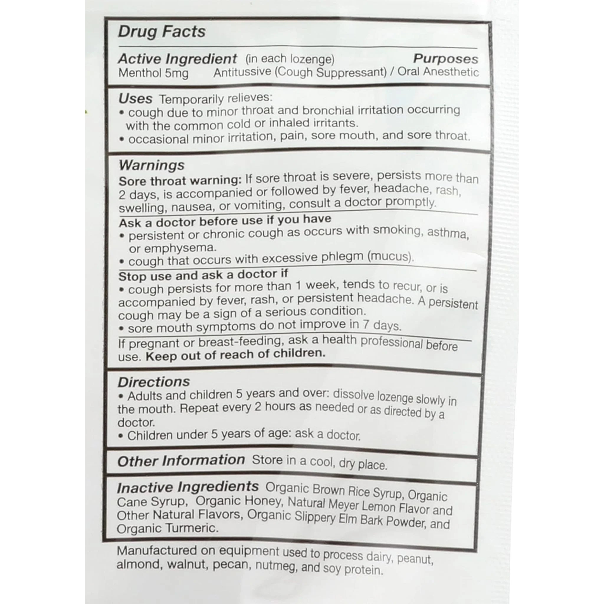 Quantum Organic Cough Relief Meyer Lemon 18 Lozenges