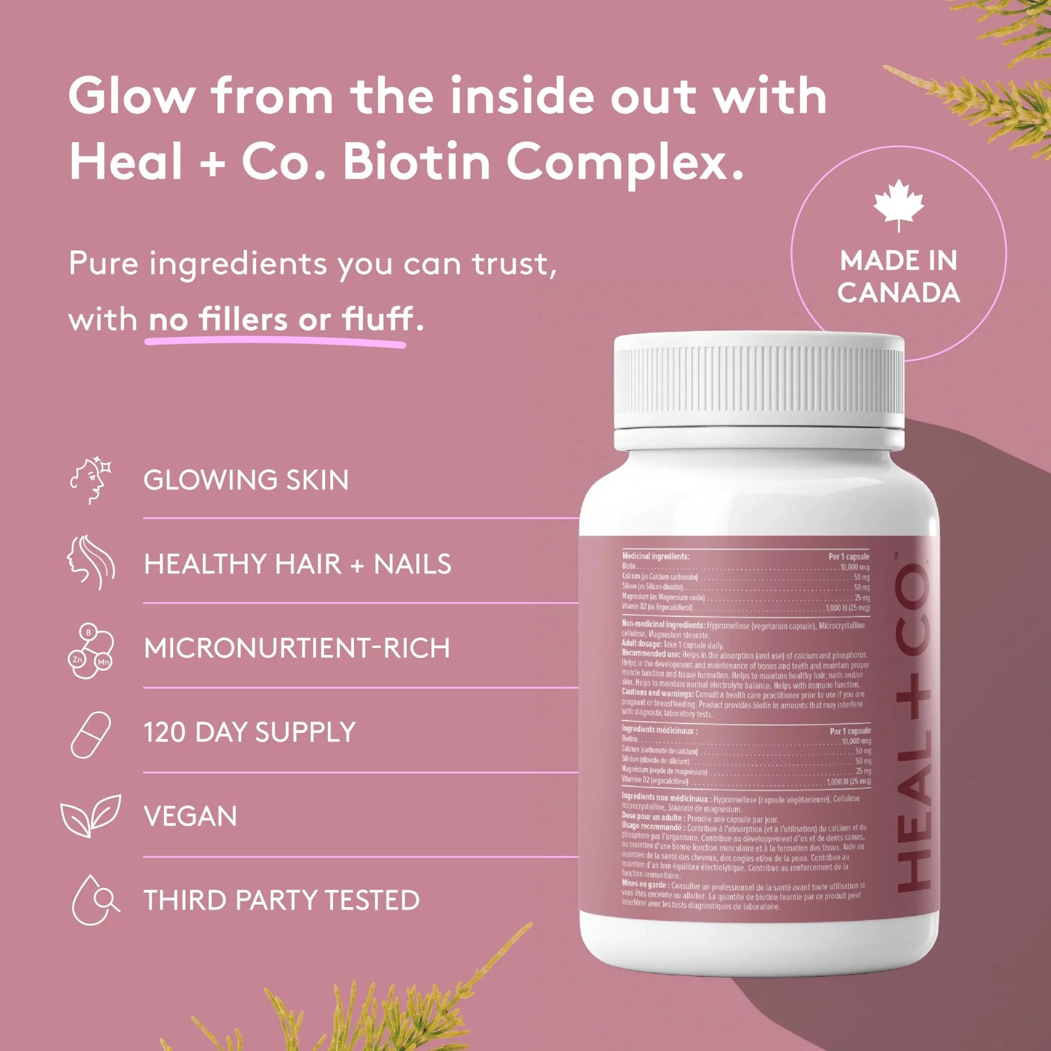 Heal + Co. Biotin Complex 120 Vegetarian Capsules