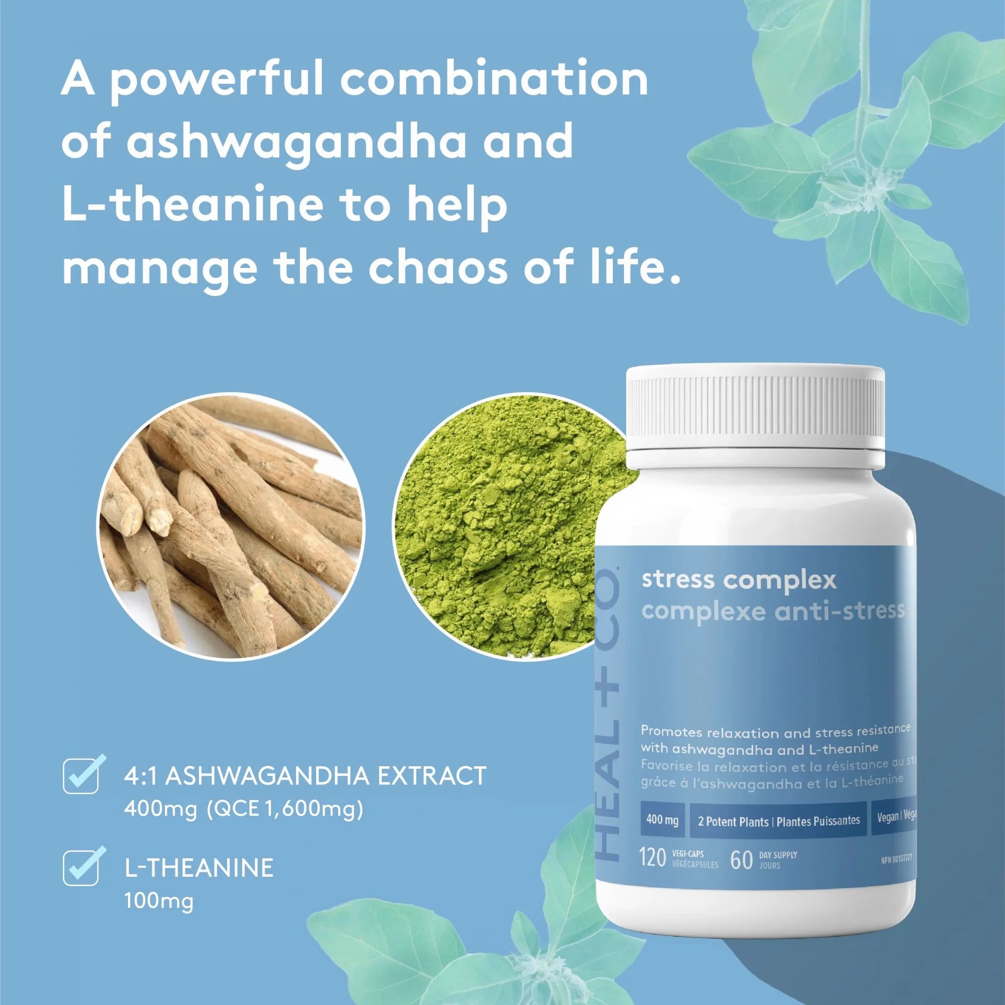 Heal + Co. Stress Complex 120 Vegetarian Capsules