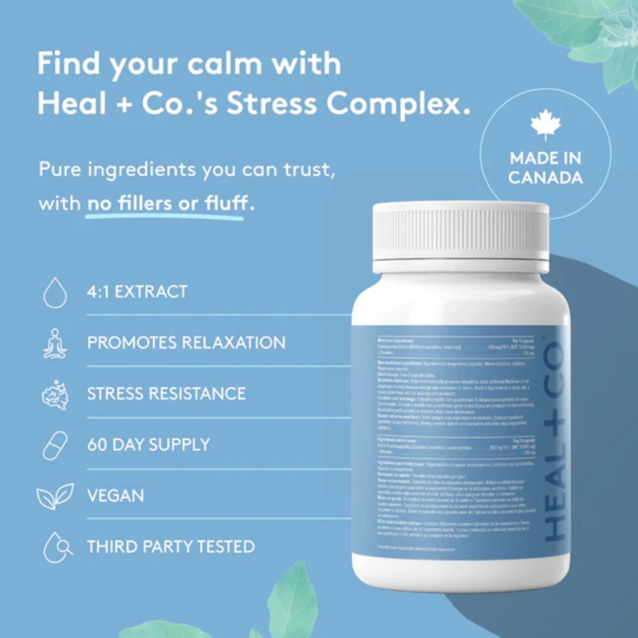 Heal + Co. Stress Complex 120 Vegetarian Capsules