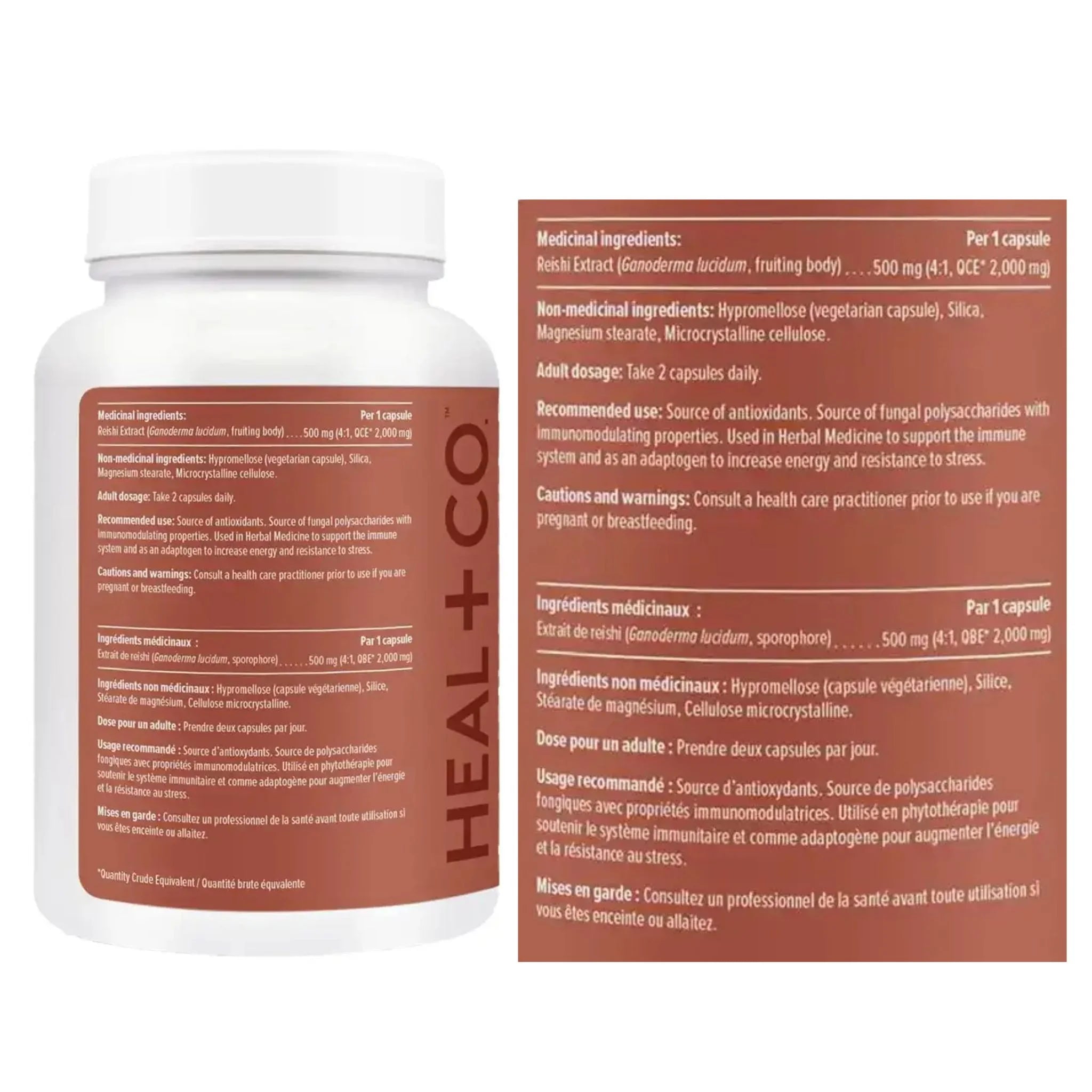 Heal + Co. Reishi 500mg 120 Vegetarian Capsules