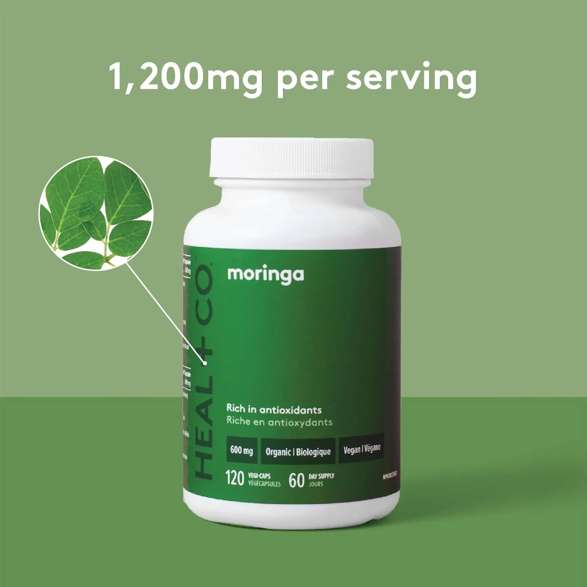 Heal + Co. Moringa 600mg 120 Vegetarian Capsules