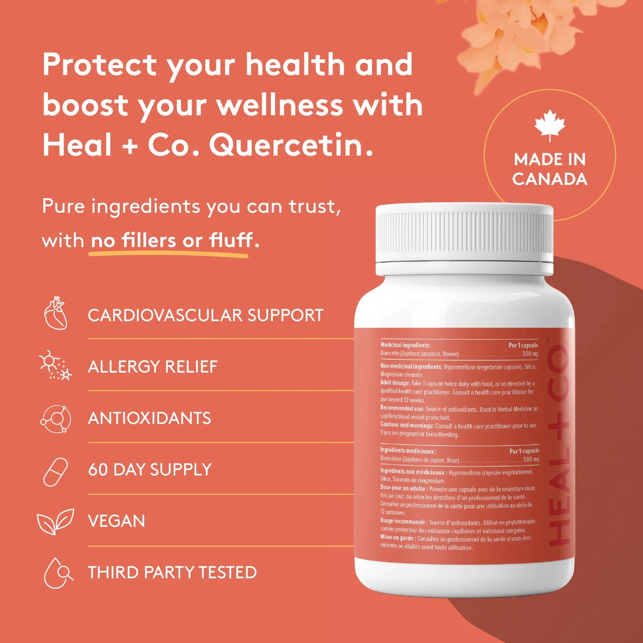 Heal + Co. Quercetin 500mg 120 Vegetarian Capsules