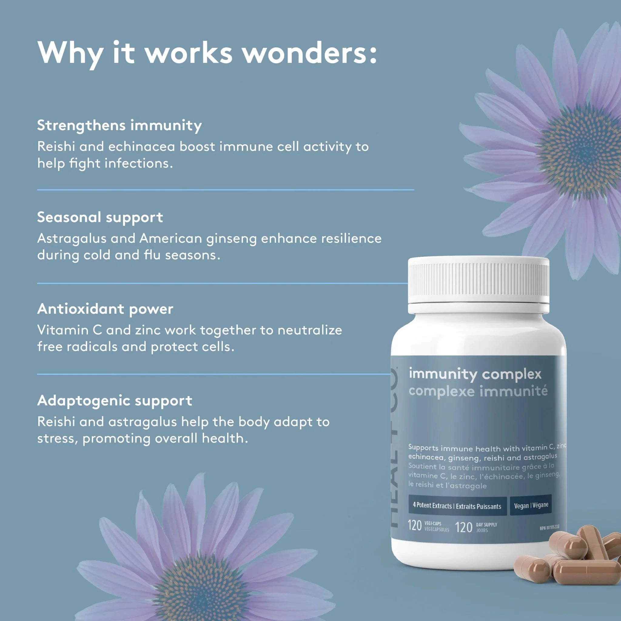Heal + Co. Immunity Blend 500mg 120 Vegetarian Capsules