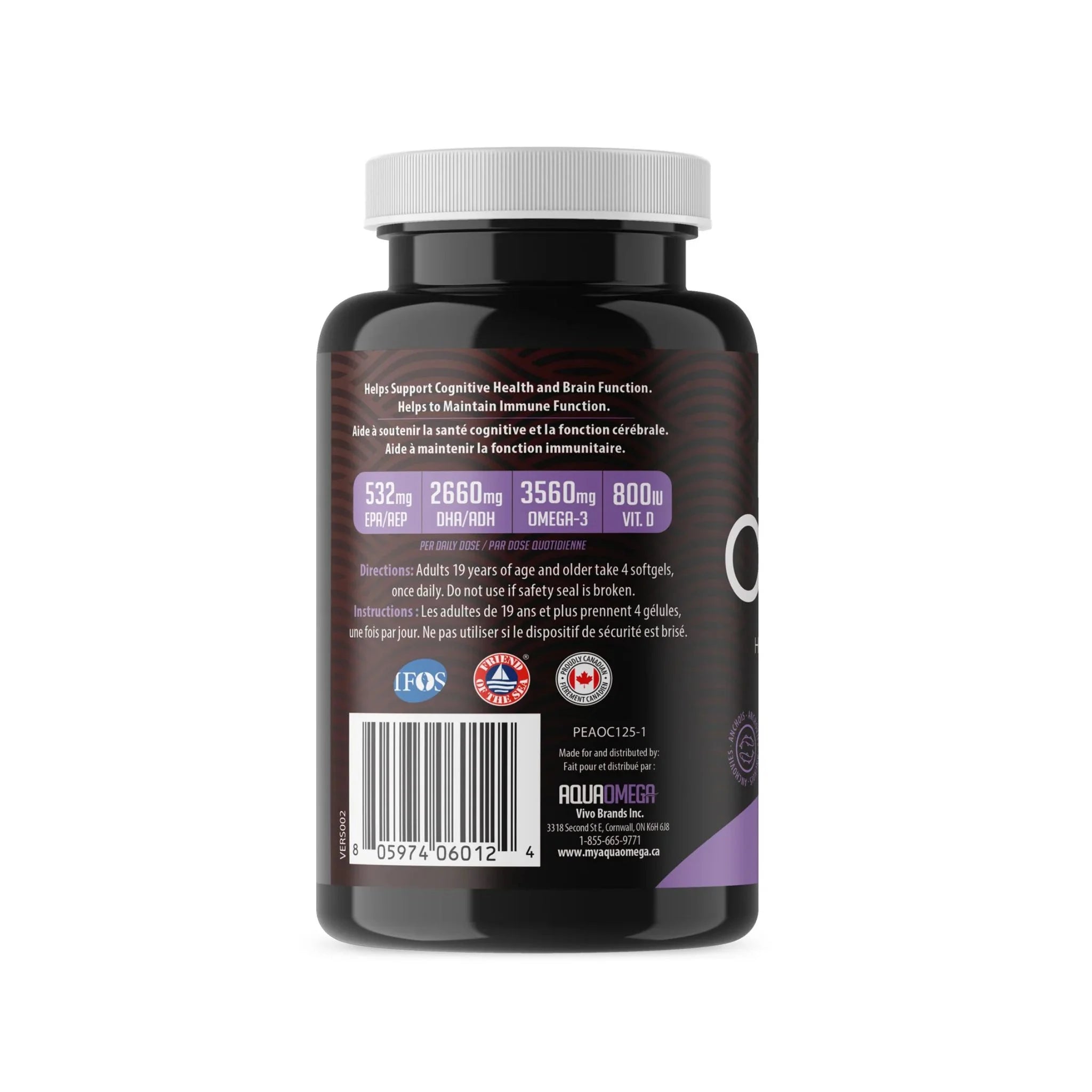 AquaOmega Omega - 3 5X Ultimate Strength DHA Softgels 240 Softgels - Nature's Source Inc