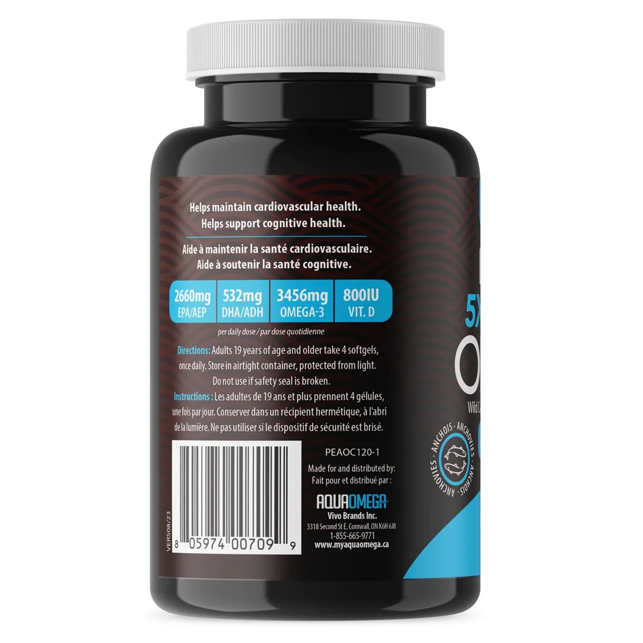 AquaOmega Omega - 3 5X Ultimate Strength EPA 3456mg 240 Softgels - Nature's Source Inc