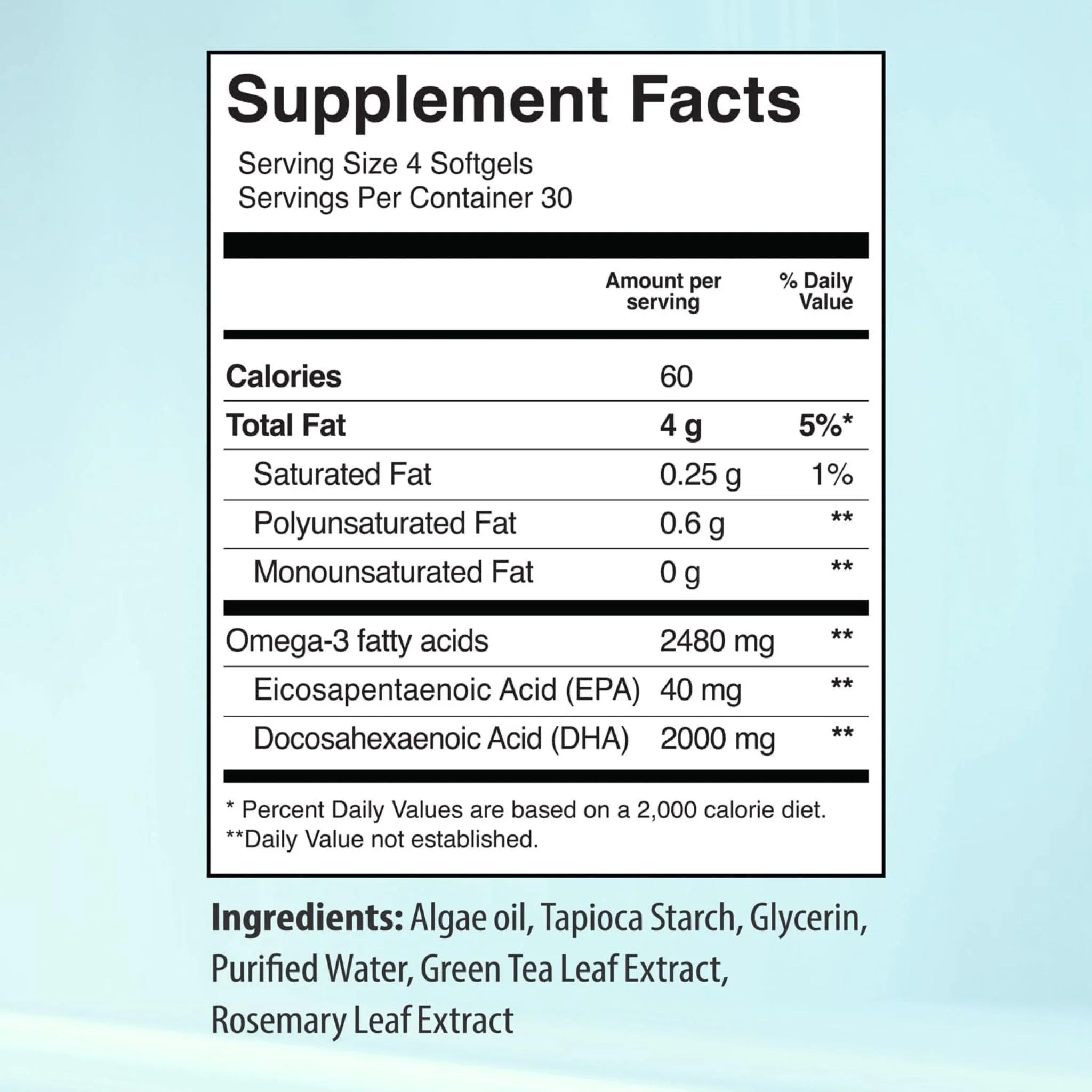 AquaOmega Omega - 3 DHA Algae Oil 2480mg 240 Softgels - Nature's Source Inc