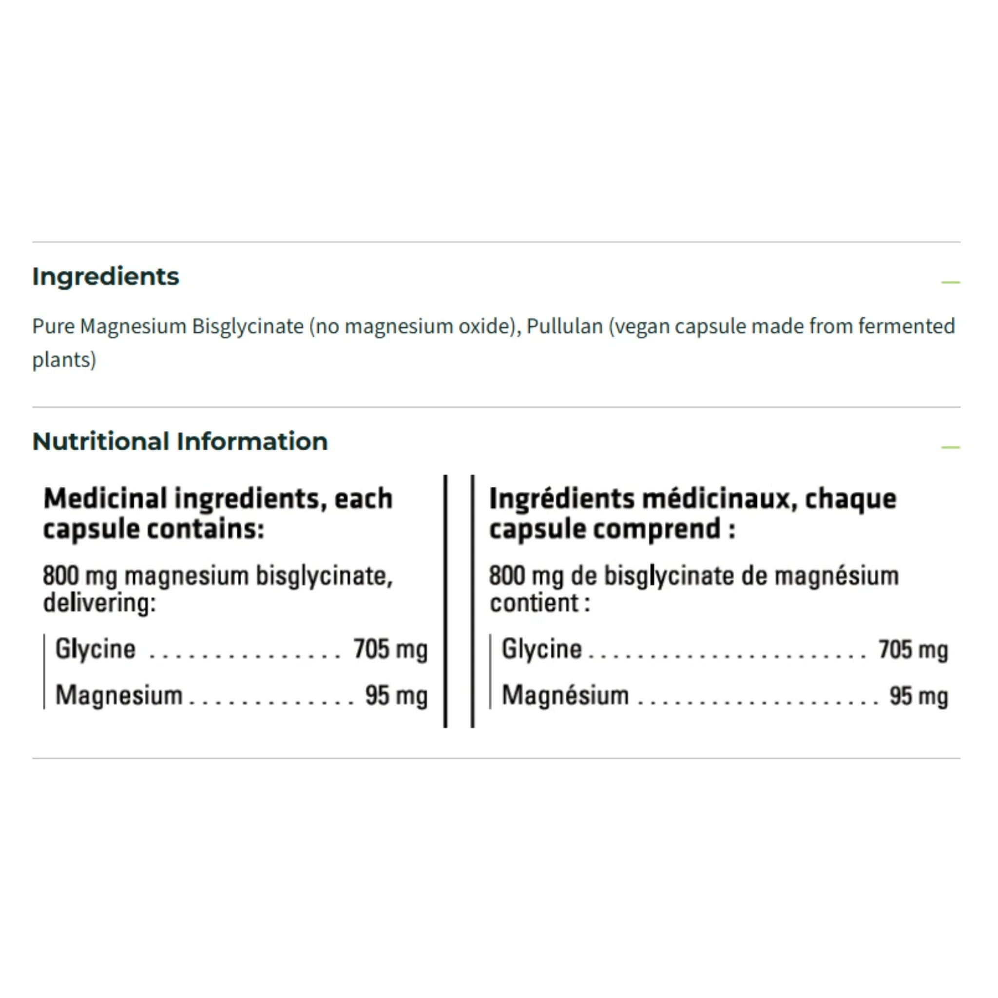 ITL Health PrizMag Pure Magnesium Bisglycinate 240 Vegetarian Capsules - Nature's Source Inc