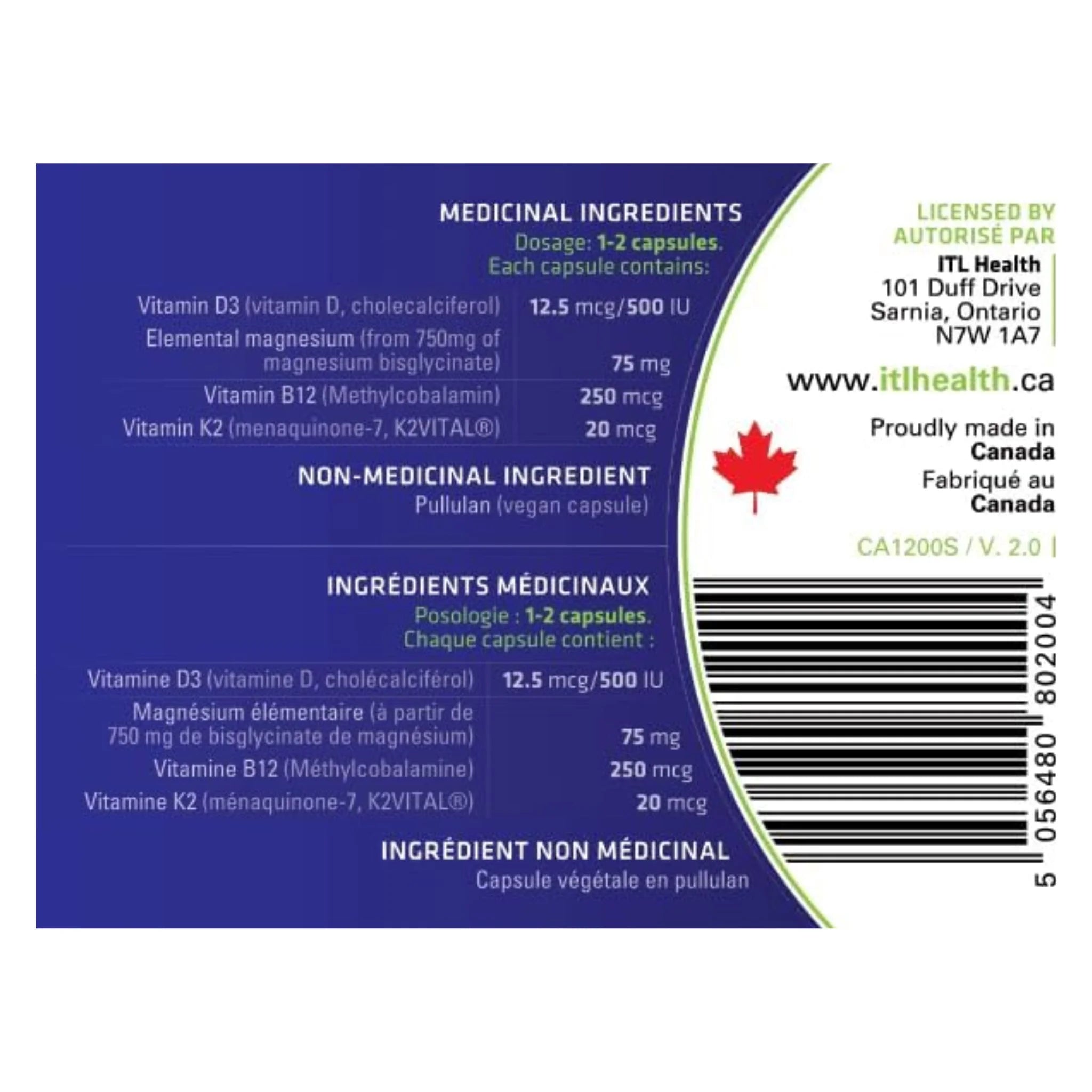 ITL Health Vitamin D Plus 60 Vegan Capsules