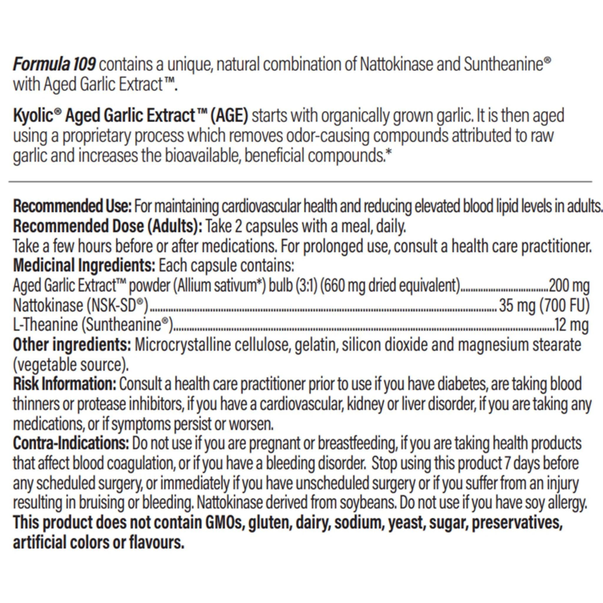 Kyolic Formula 109 Cardiovascular Health 60 Capsules