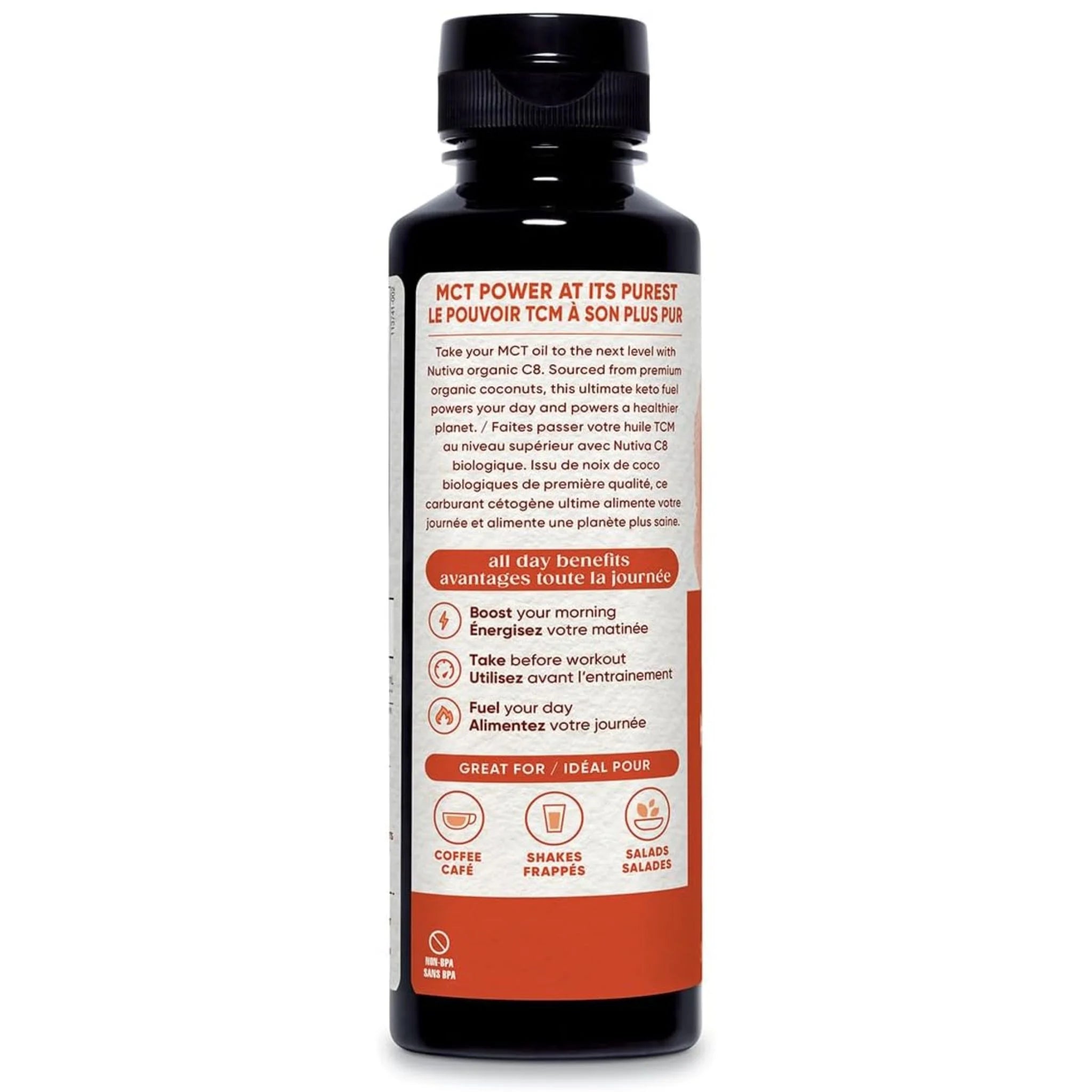 Nutiva Organic C8 MCT Oil, Pure Keto Brain Fuel, 355ml
