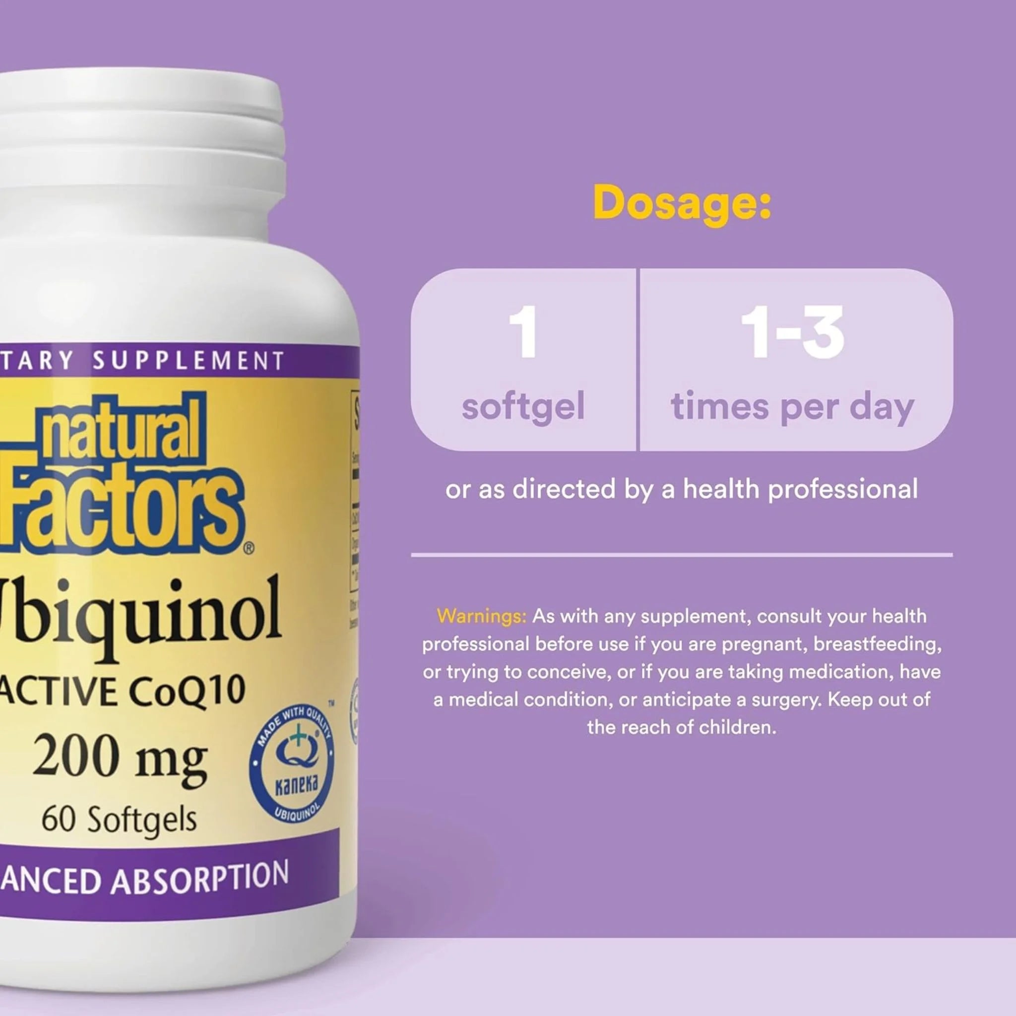Natural Factors Ubiquinol Active CoQ10, 200mg 60 Softgels - Nature's Source Inc