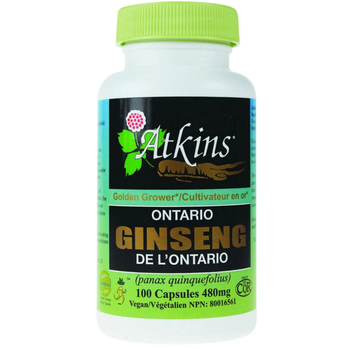 Atkins Ginseng Ontario Ginseng Vegan 100 Capsules