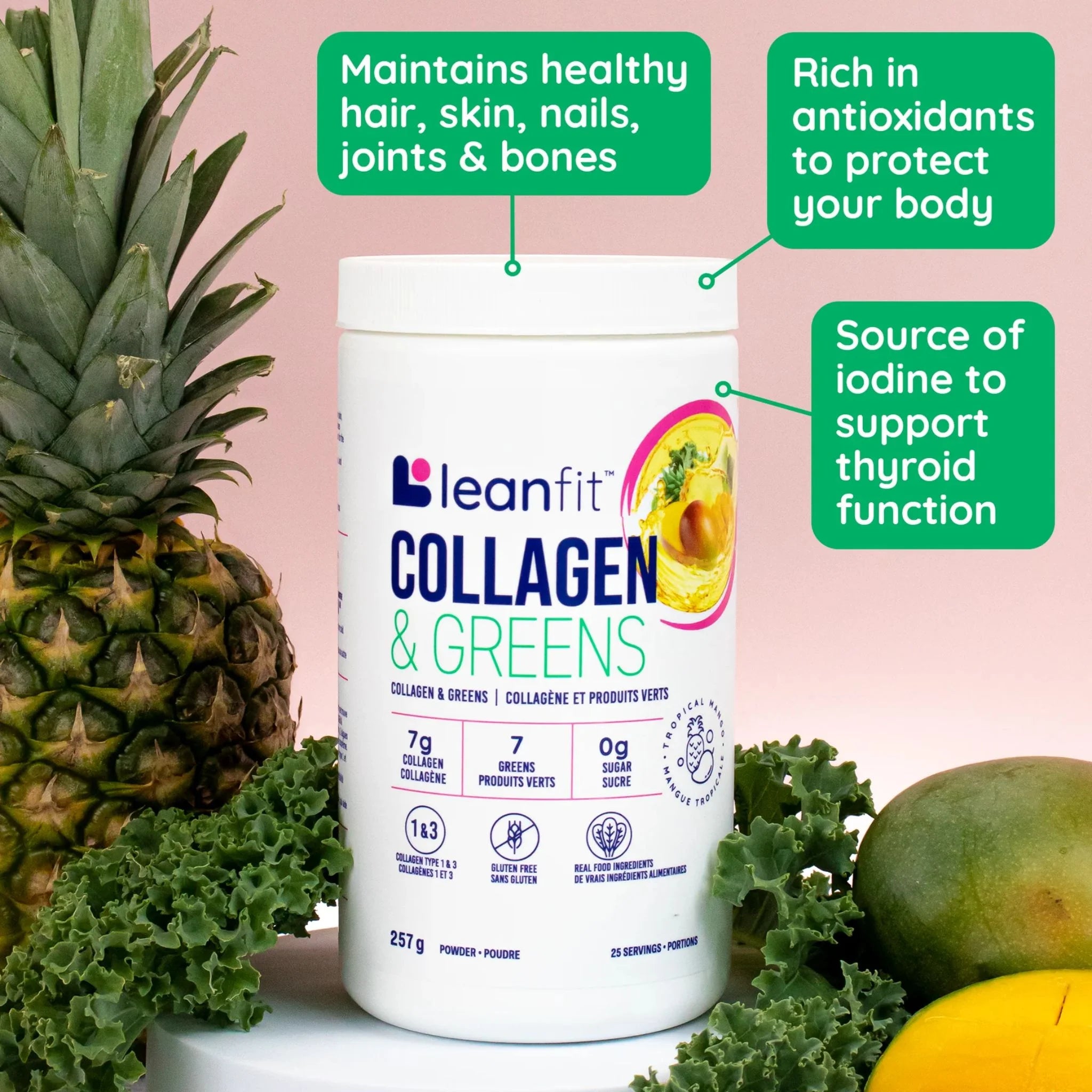 LeanFit Collagen & Greens Tropical Mango 257g