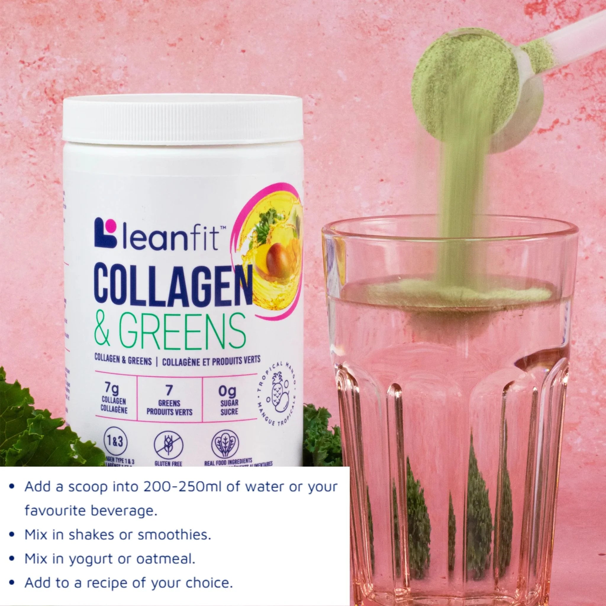 LeanFit Collagen & Greens Tropical Mango 257g
