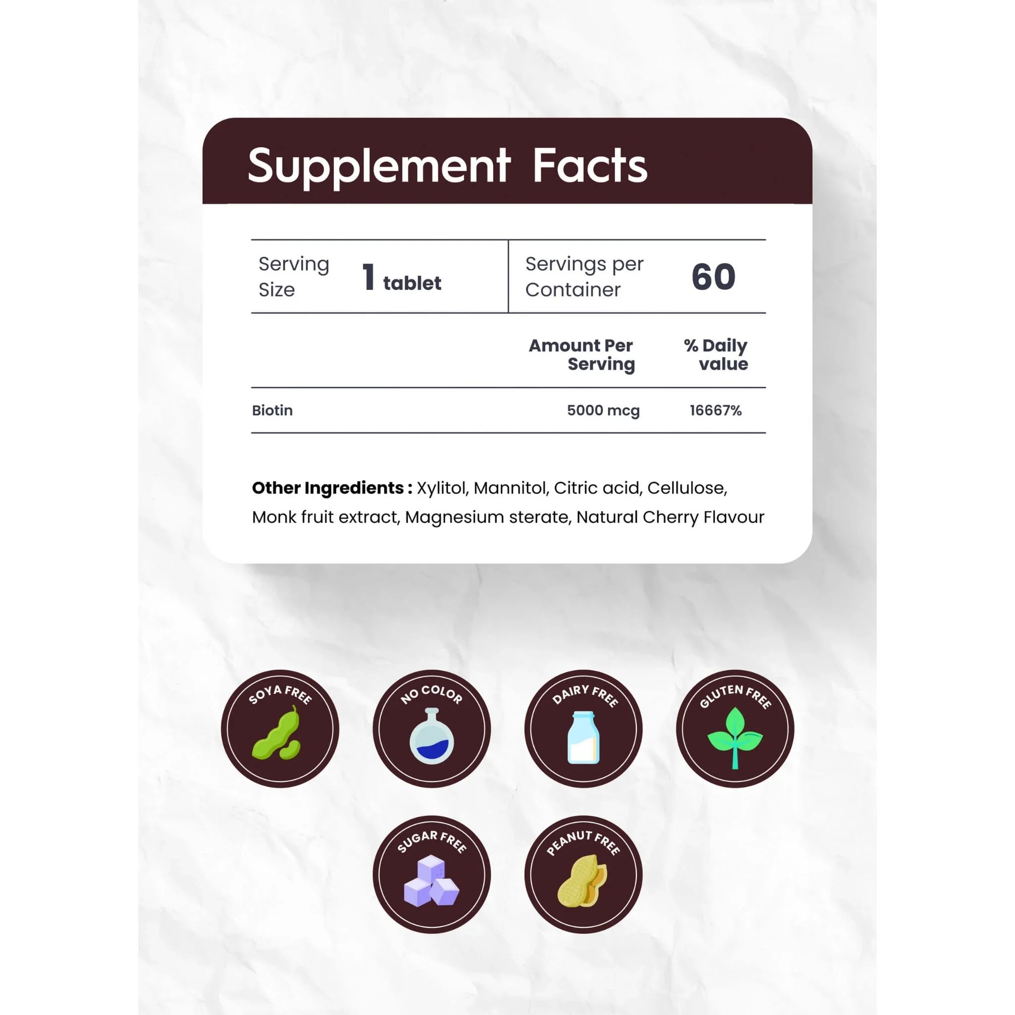 Nutrameltz Biotin Max 5000mcg 60 Tablets