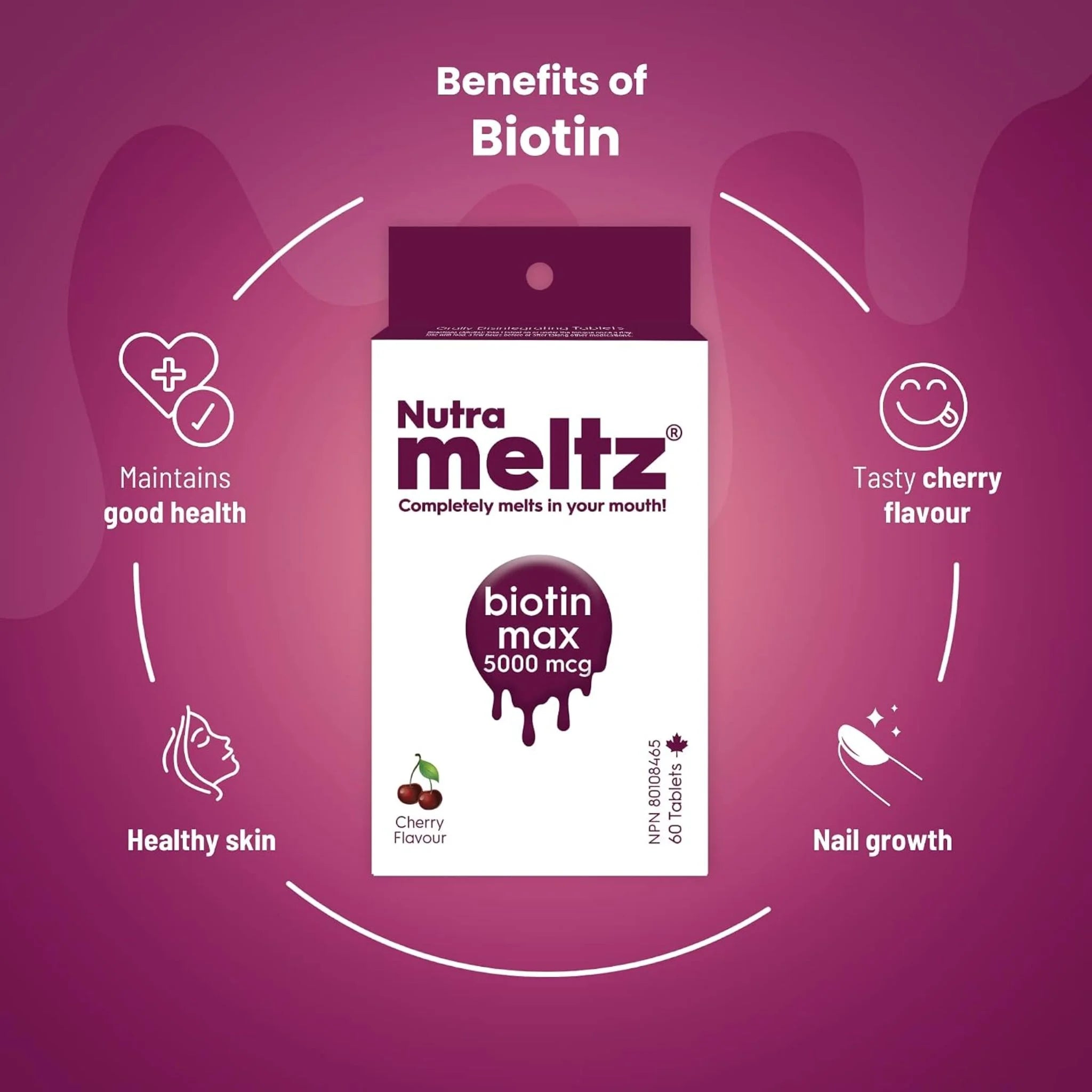 Nutrameltz Biotin Max 5000mcg 60 Tablets
